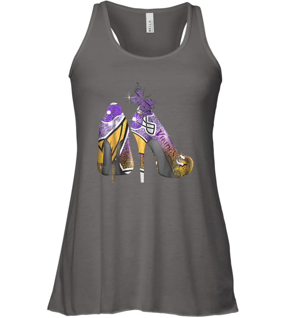 NFL Minnesota Vikings High Heel Butterfly Rhinestone Tide Racerback Tank