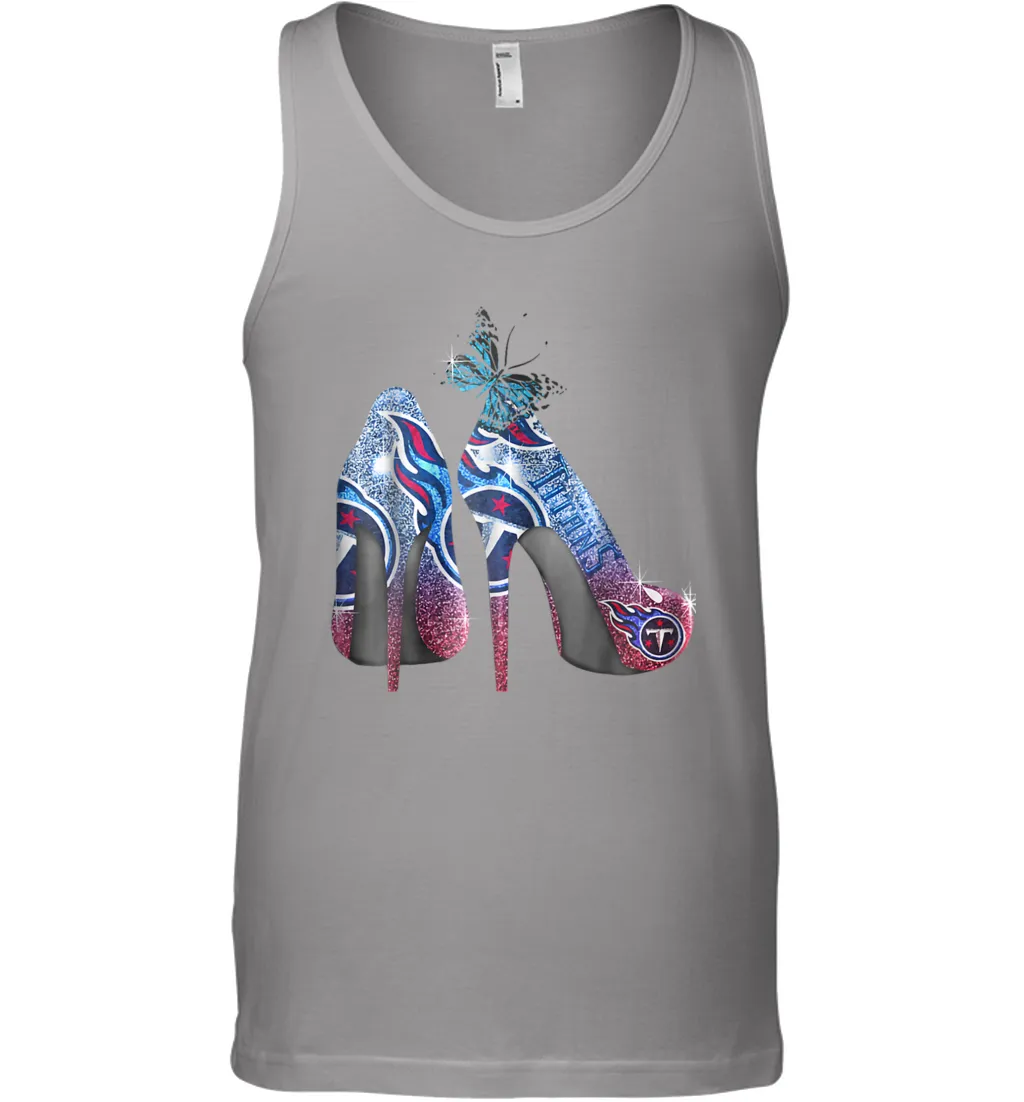 NFL TEnnessee Titans High Heel Butterfly Rhinestone Tide Tank Top