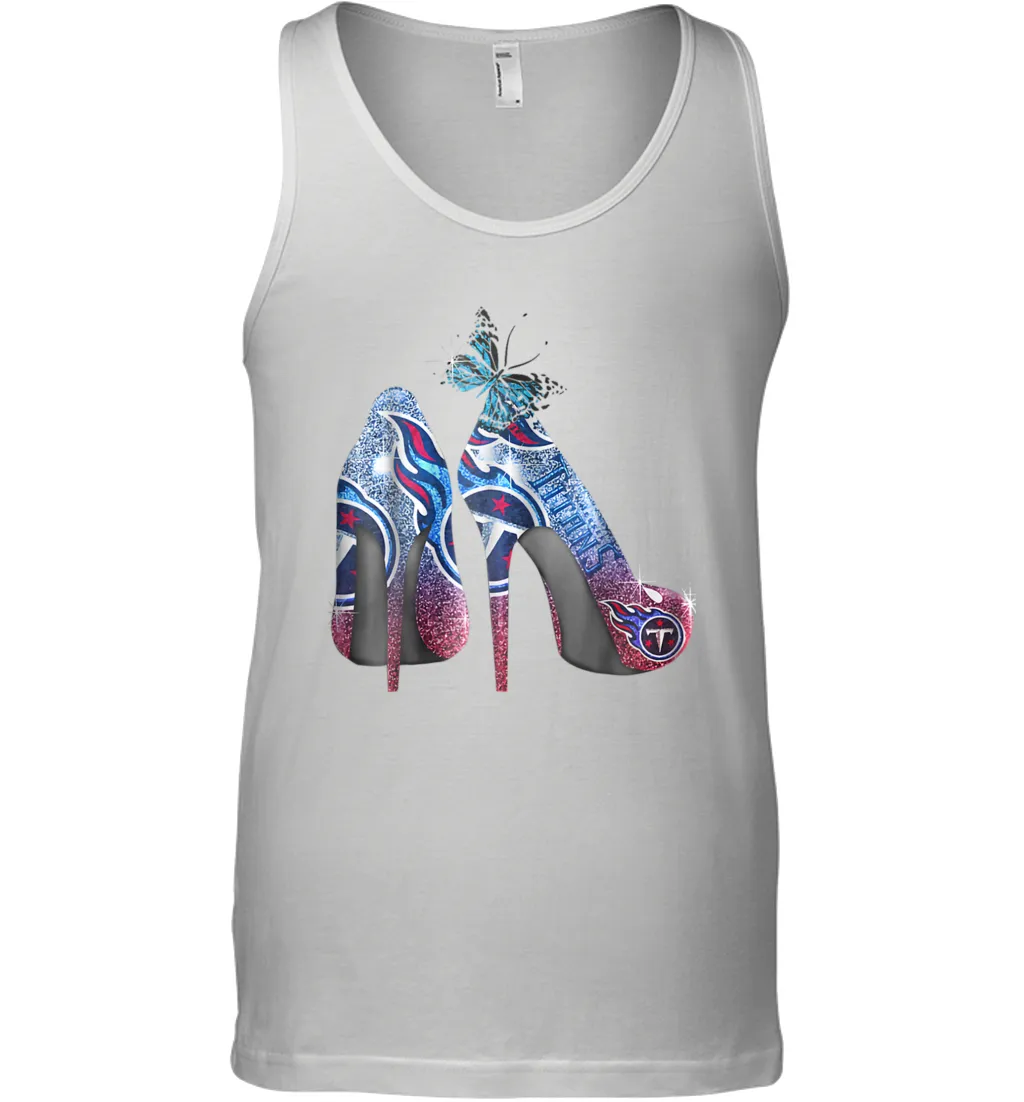 NFL TEnnessee Titans High Heel Butterfly Rhinestone Tide Tank Top