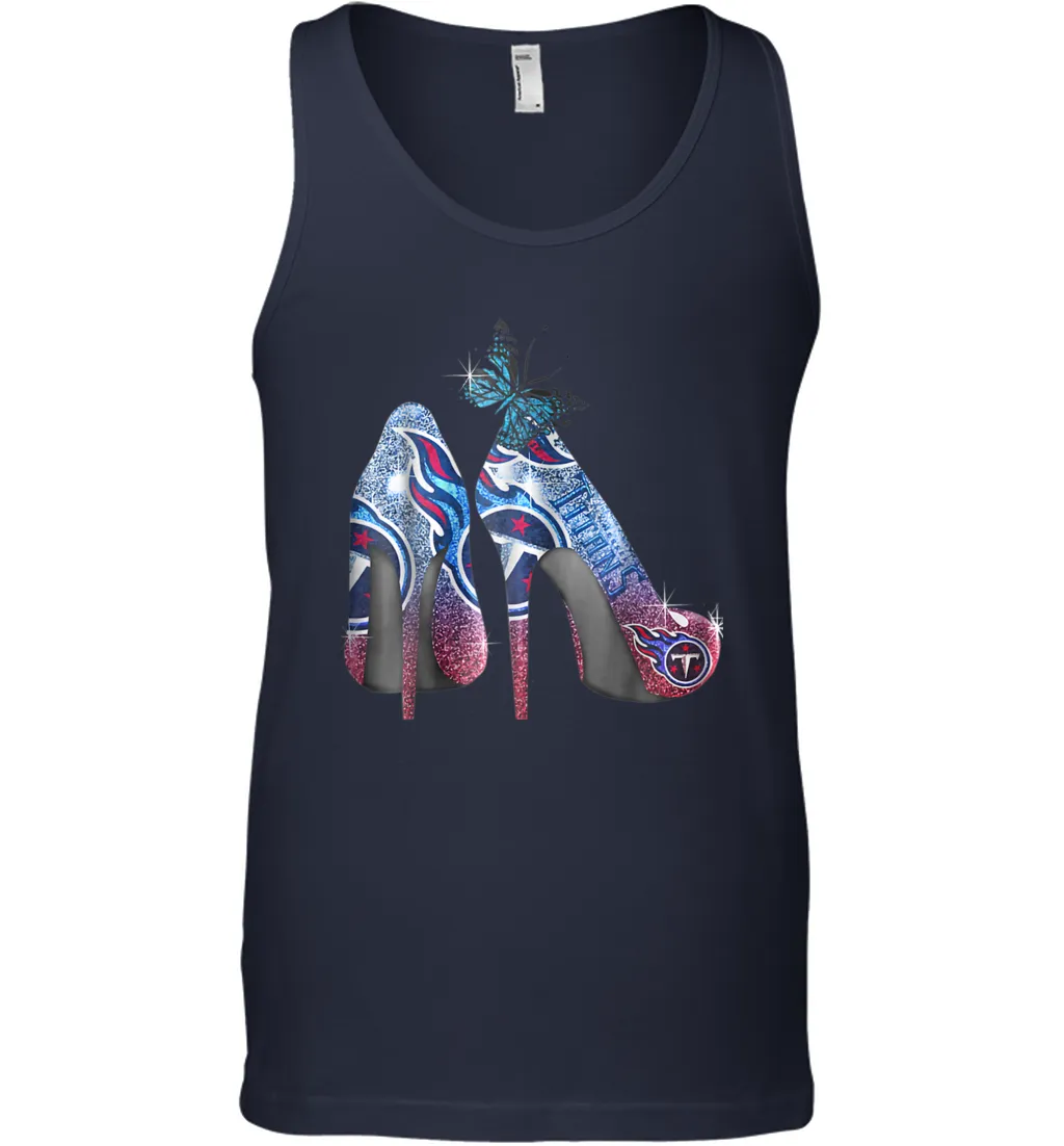 NFL TEnnessee Titans High Heel Butterfly Rhinestone Tide Tank Top