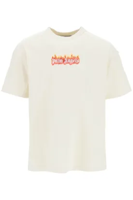 PALM ANGELS BURNING T-SHIRT BEIGE