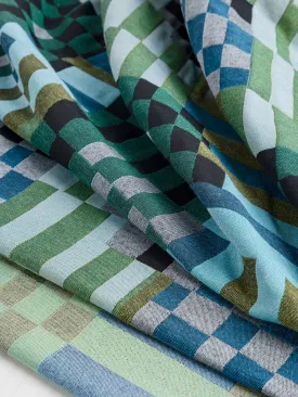 Patchwork Cotton Jacquard - Green   Blue   Black