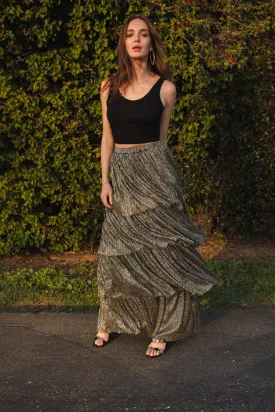 Pewter Tiered Maxi Skirt