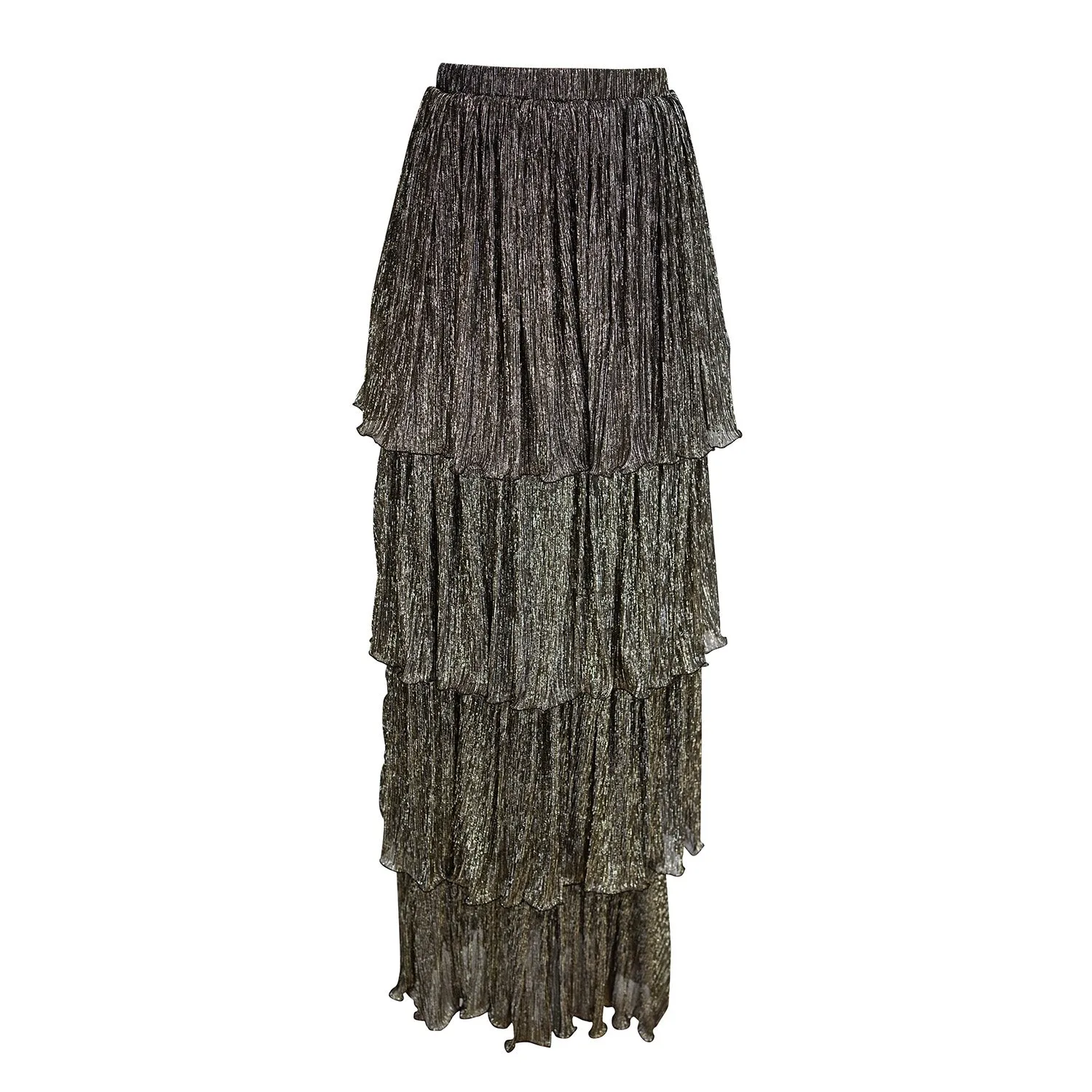 Pewter Tiered Maxi Skirt