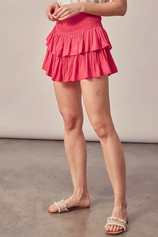 Pink Ruffle Mini Skort