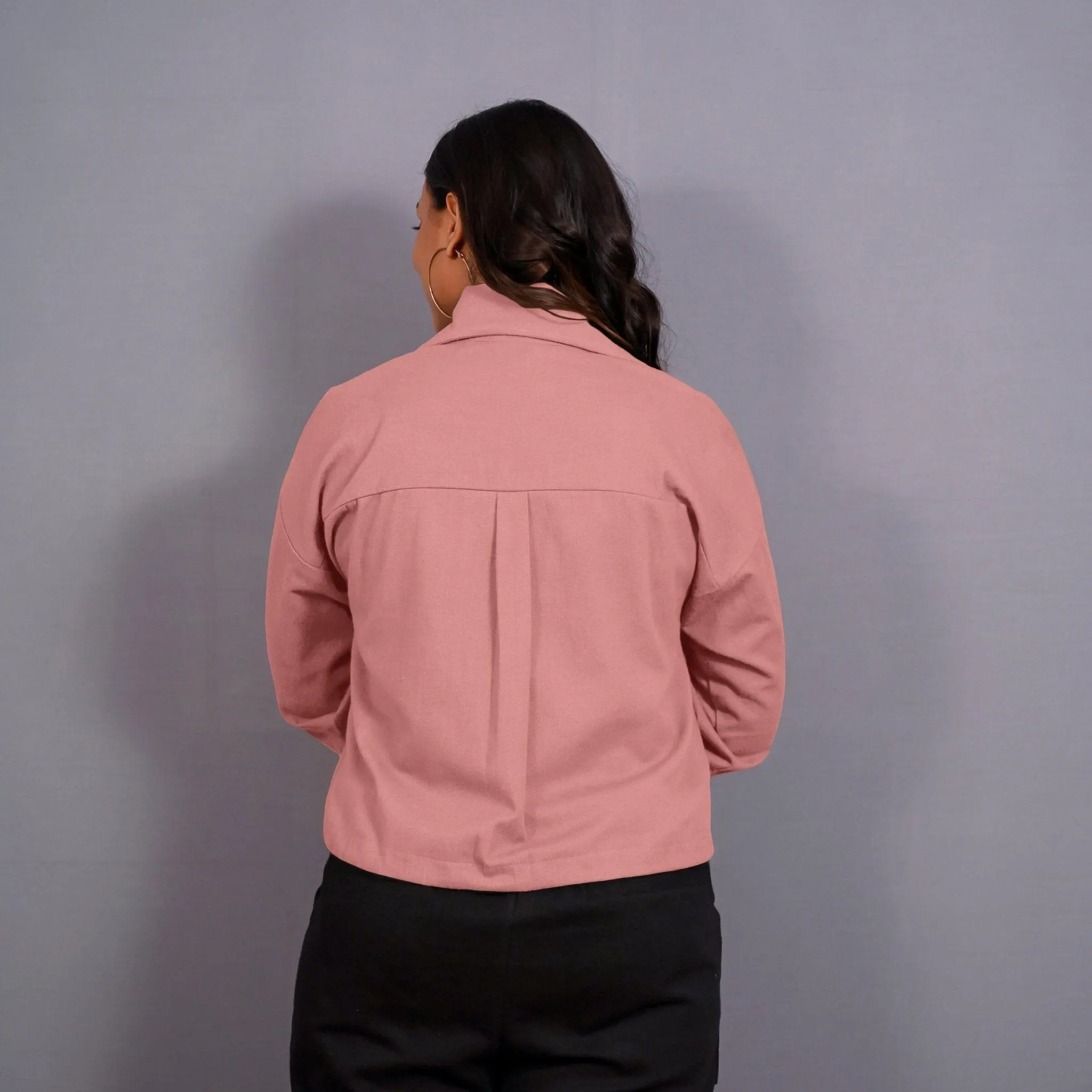 Pink Warm Cotton Flannel Button-Down Shacket