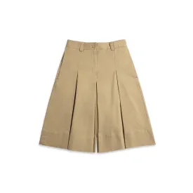 Pleated A-line Culottes Khaki