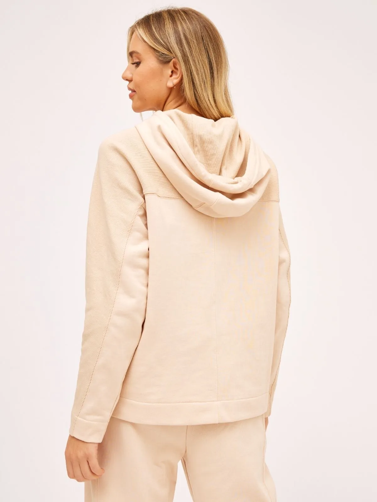 Rae Neutral Rib Detail Hoodie