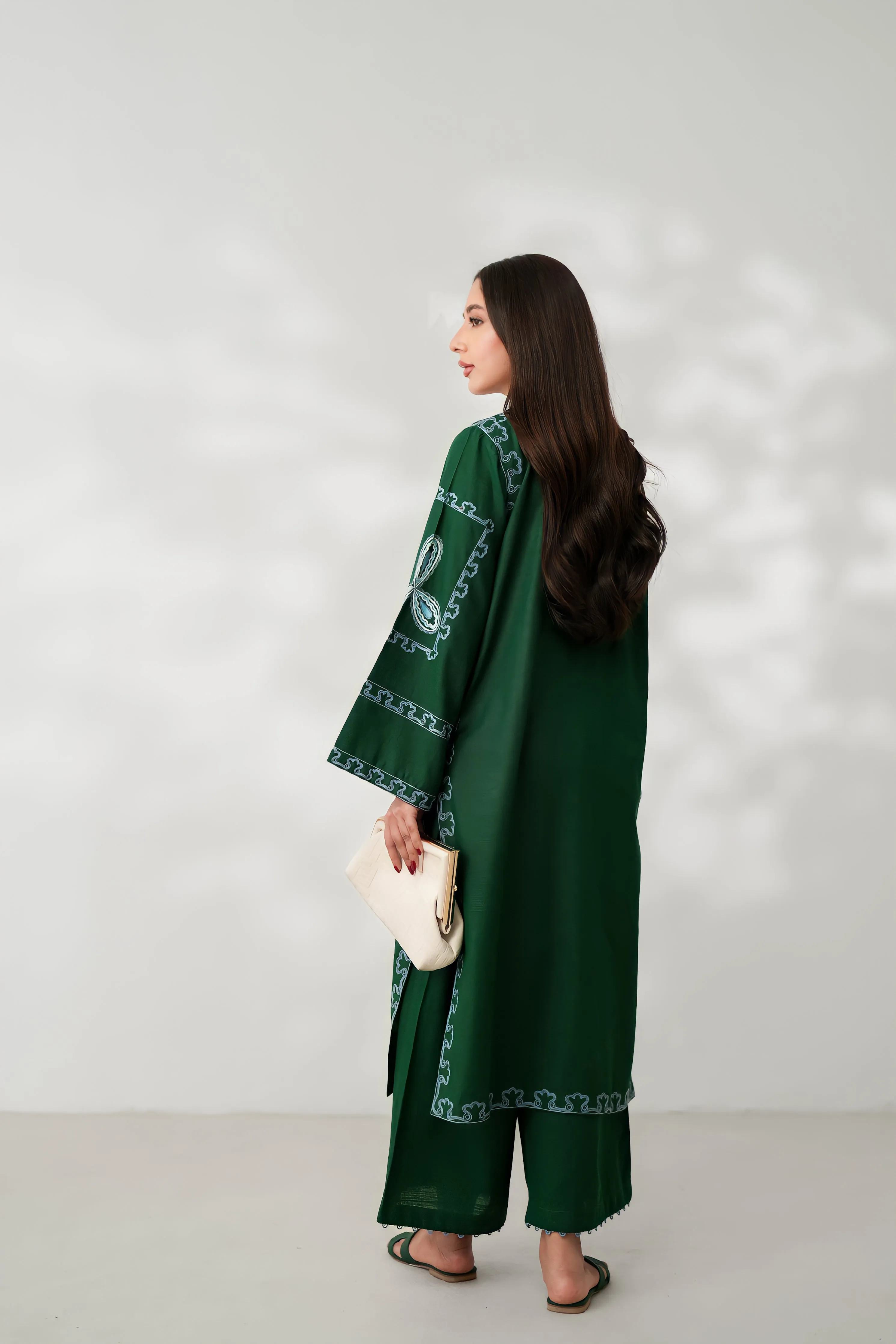 RAYA LUXURY AARI EMBROIDERY FALL SET (NPA2-24305) - EMERALD