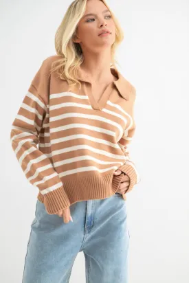 RELAXED CROP COLLARED SWEATER