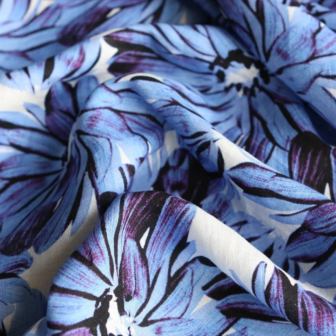 Remnant of Vista Cornflower Printed Linen