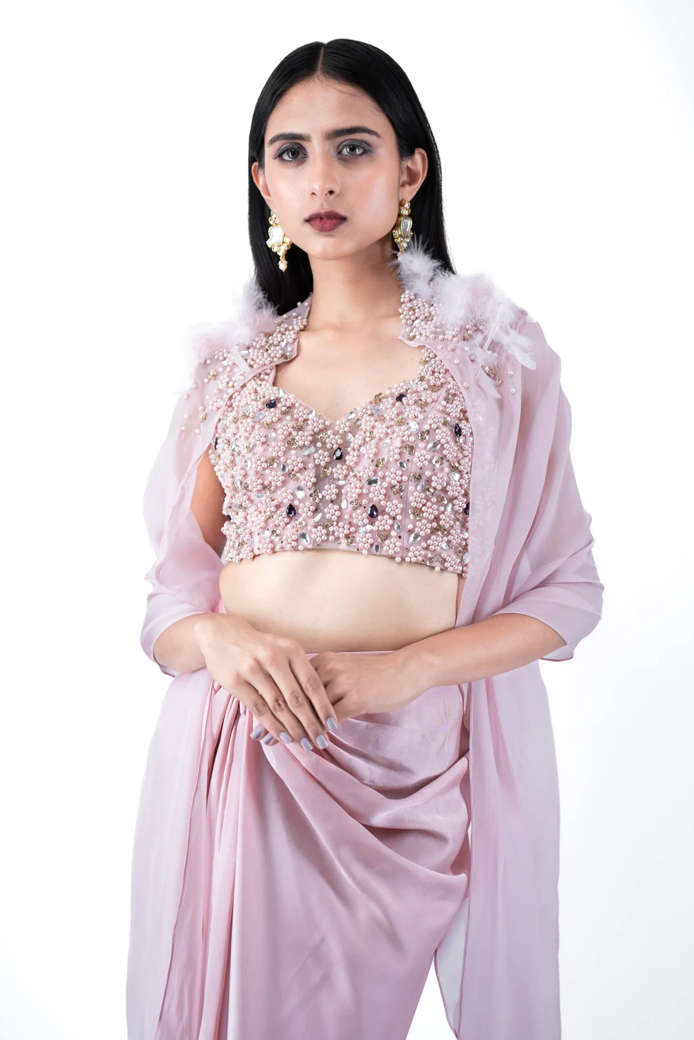 Rosebud Embellished Cape Set