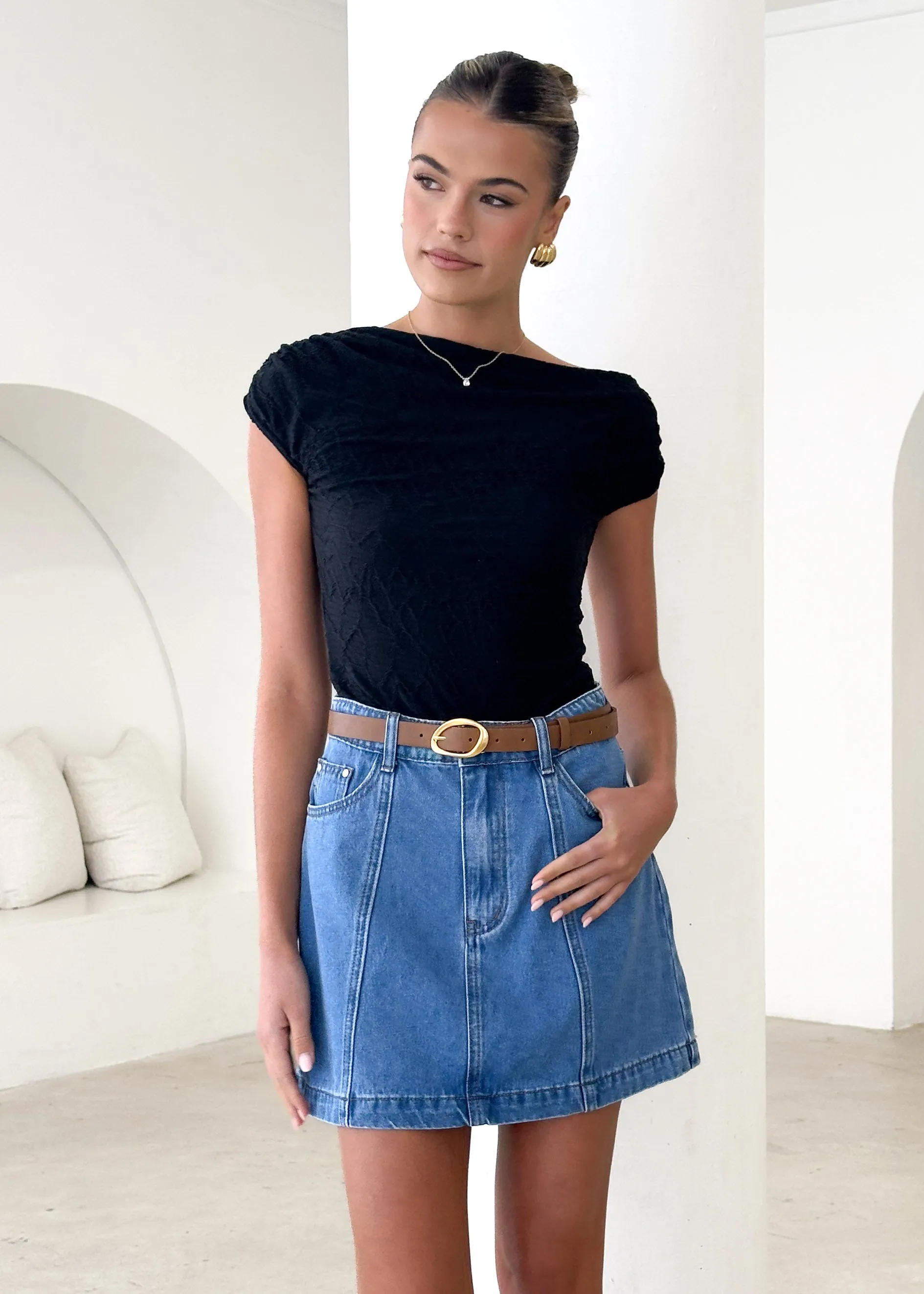 Sabine Denim Skirt - Mid Blue