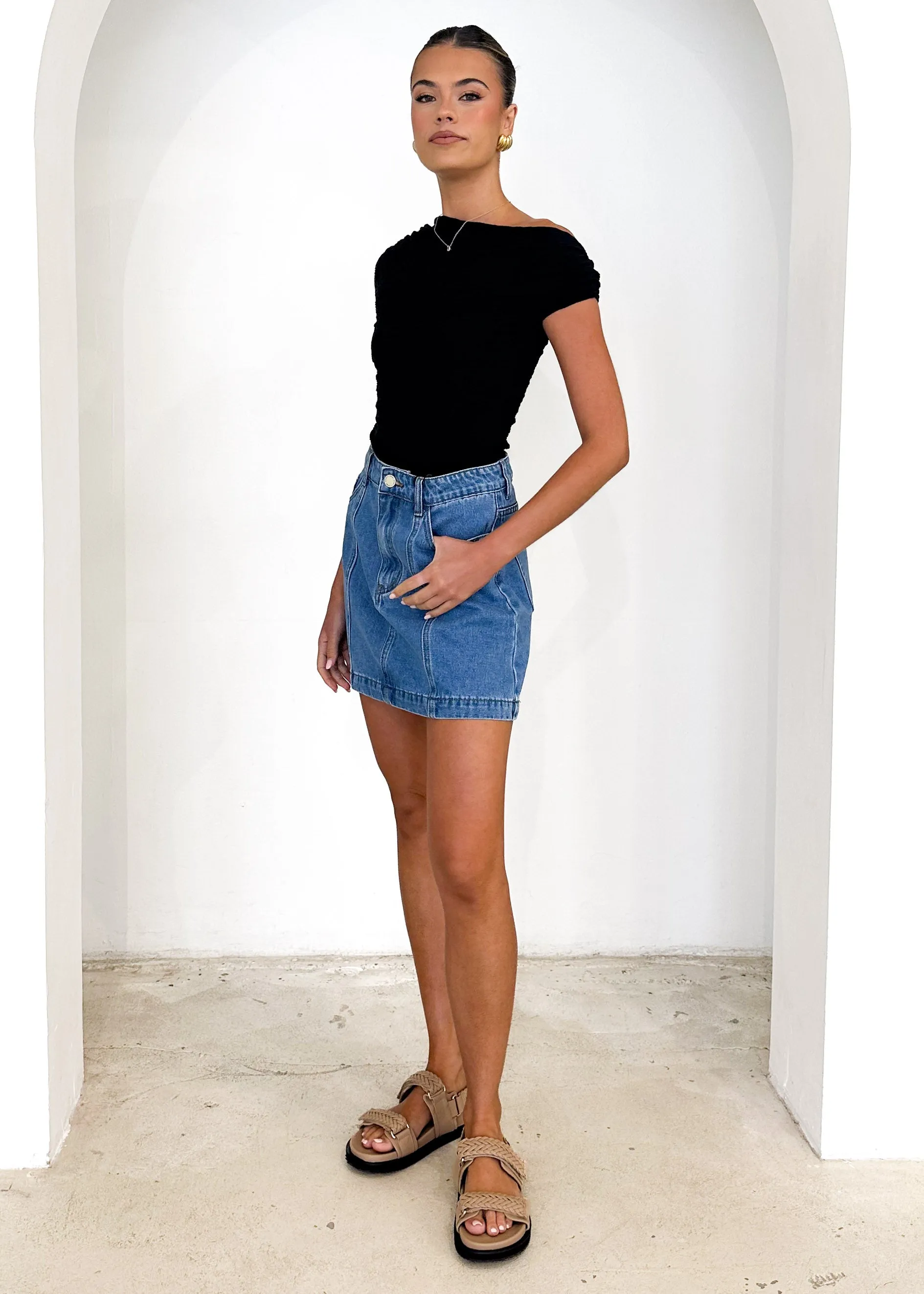 Sabine Denim Skirt - Mid Blue