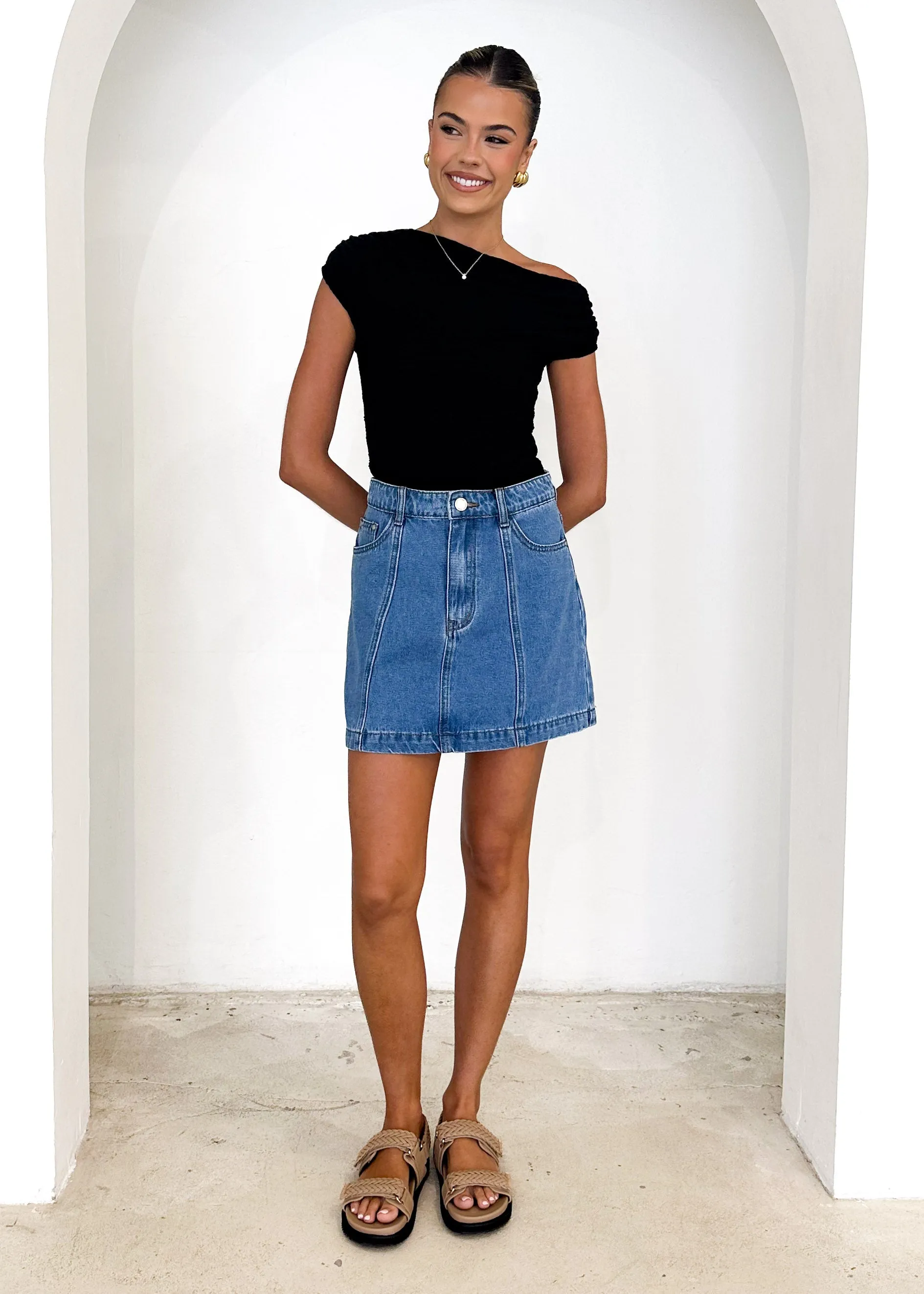 Sabine Denim Skirt - Mid Blue