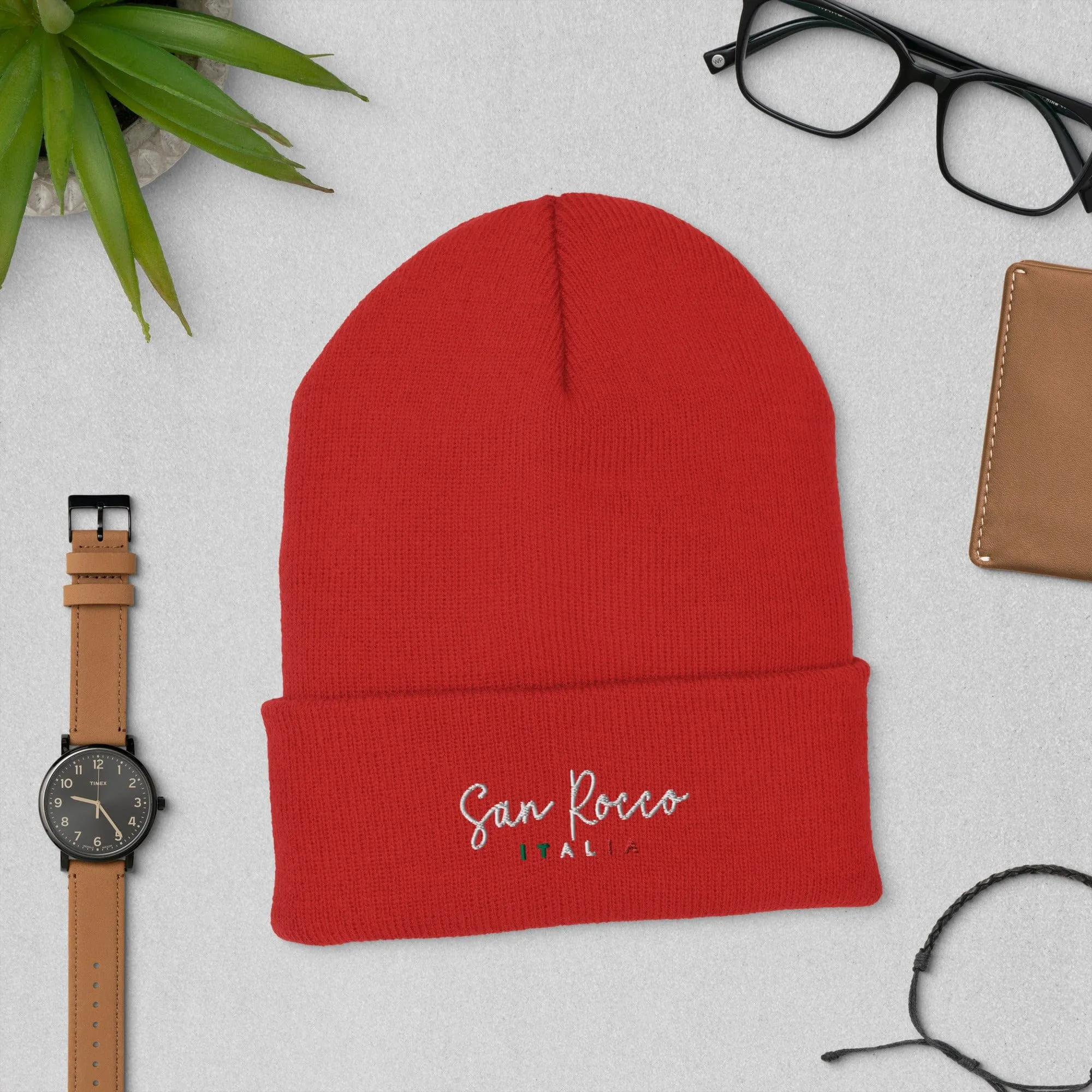 San Rocco Italia Embroidered Cuffed Beanie