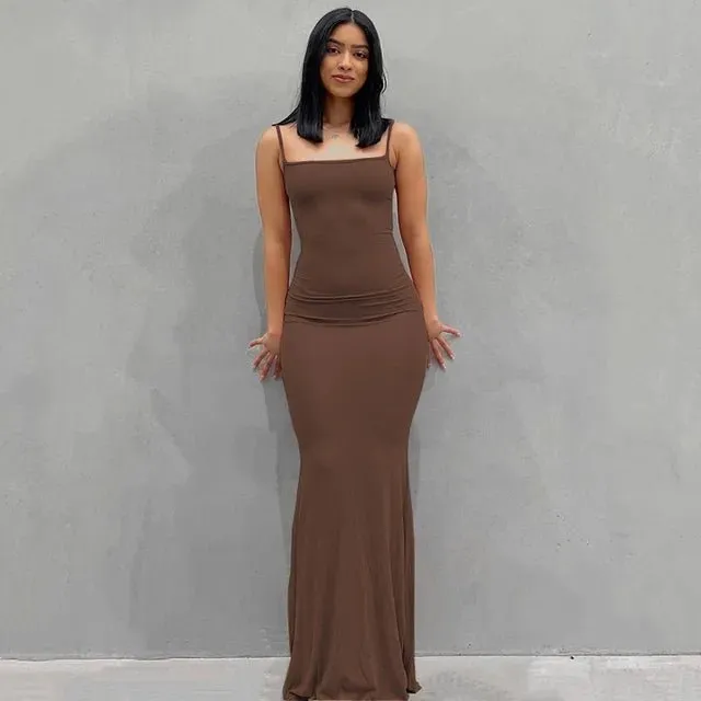 Satin Slip Backless Maxi Dress