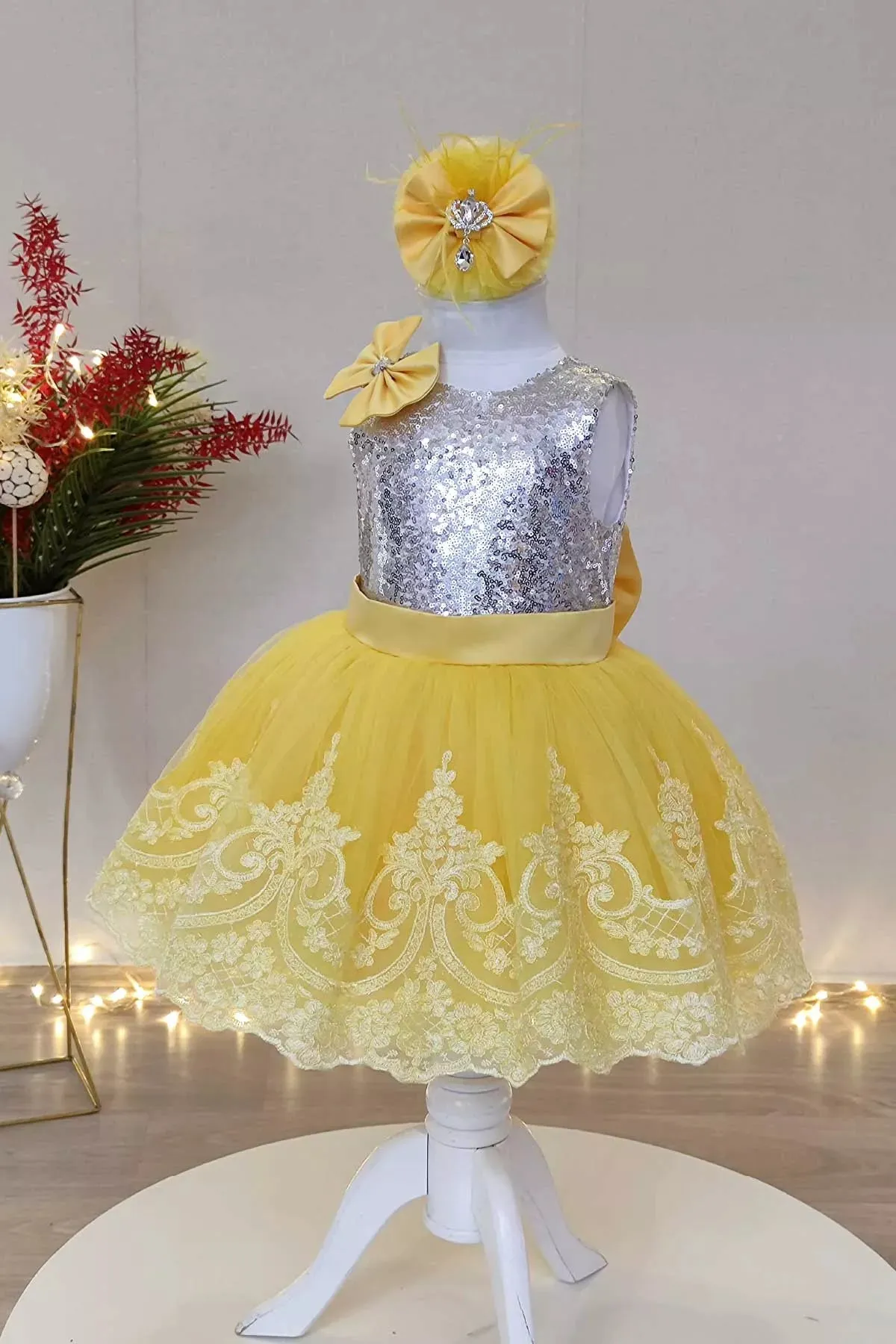 Shay Silver & Yellow Party Dress