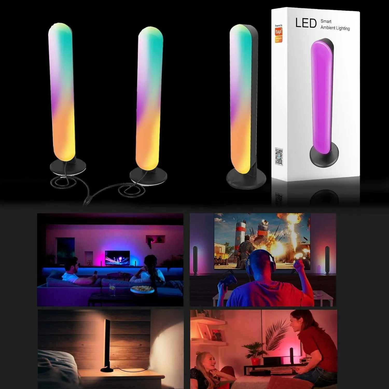 Smart WiFi IR Music Light -  Gaming Light Bar for TV, Movies, PC, and Room