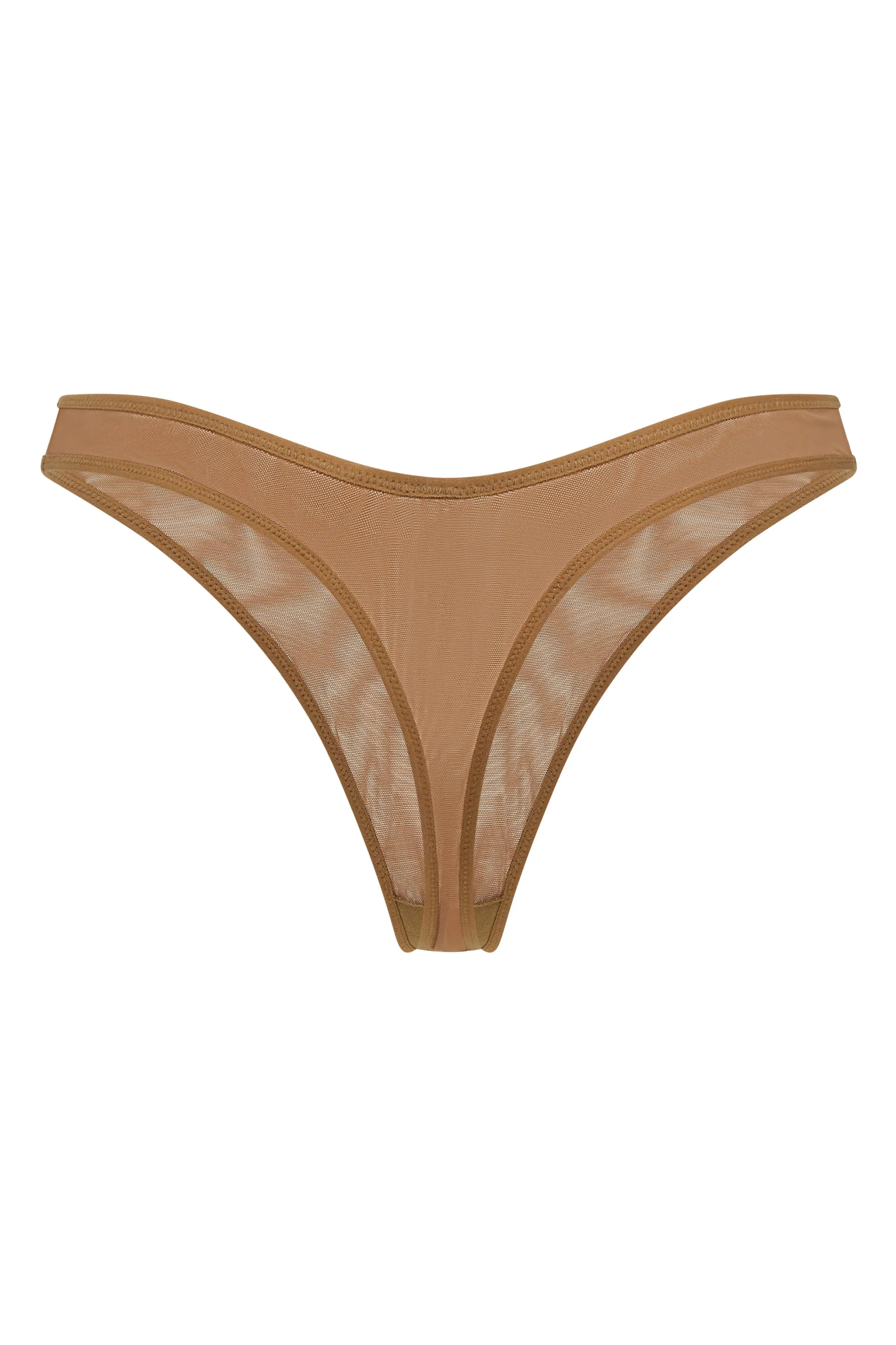 Soft Mesh Thong in Almond