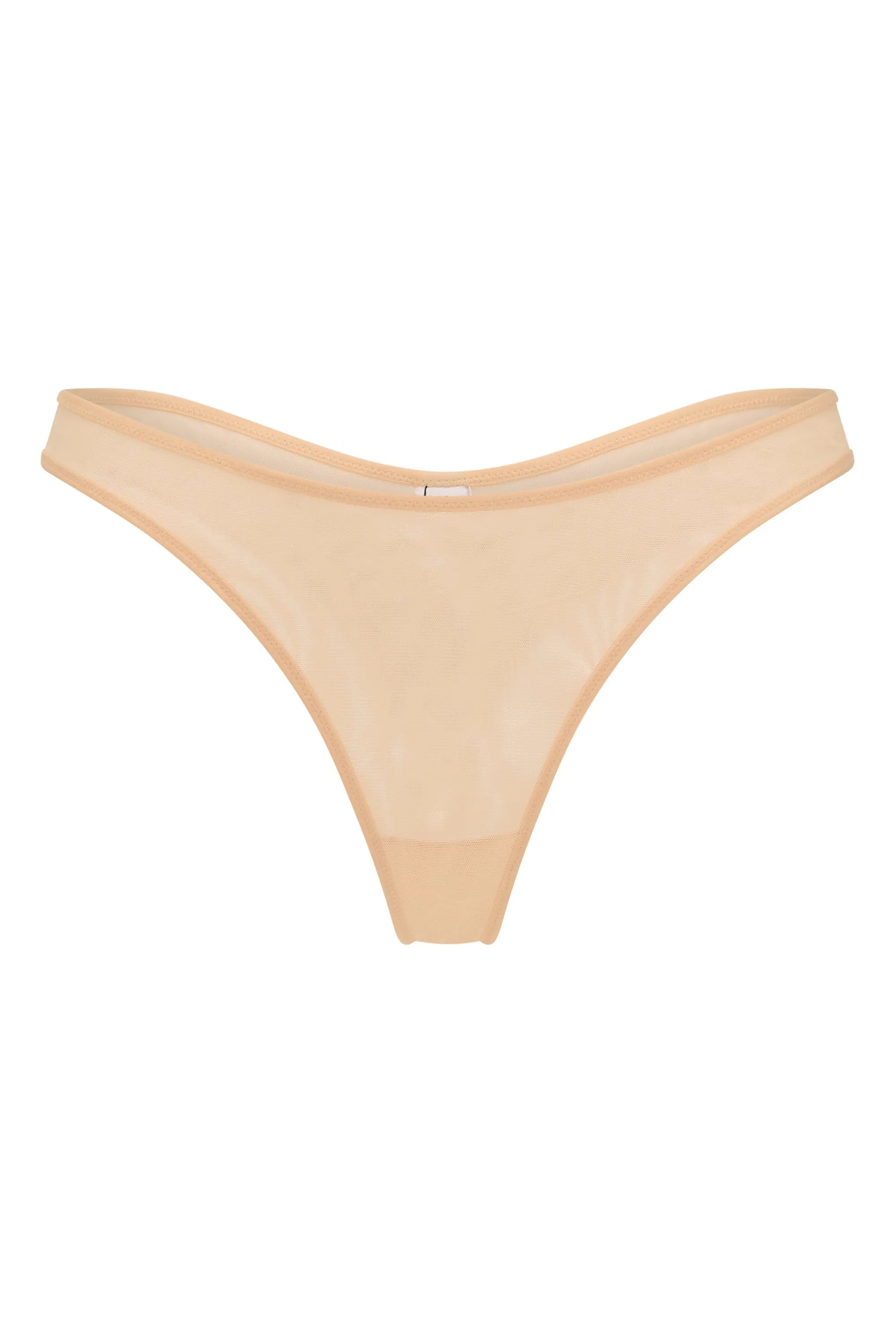 Soft Mesh Thong in Beige