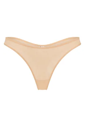 Soft Mesh Thong in Beige