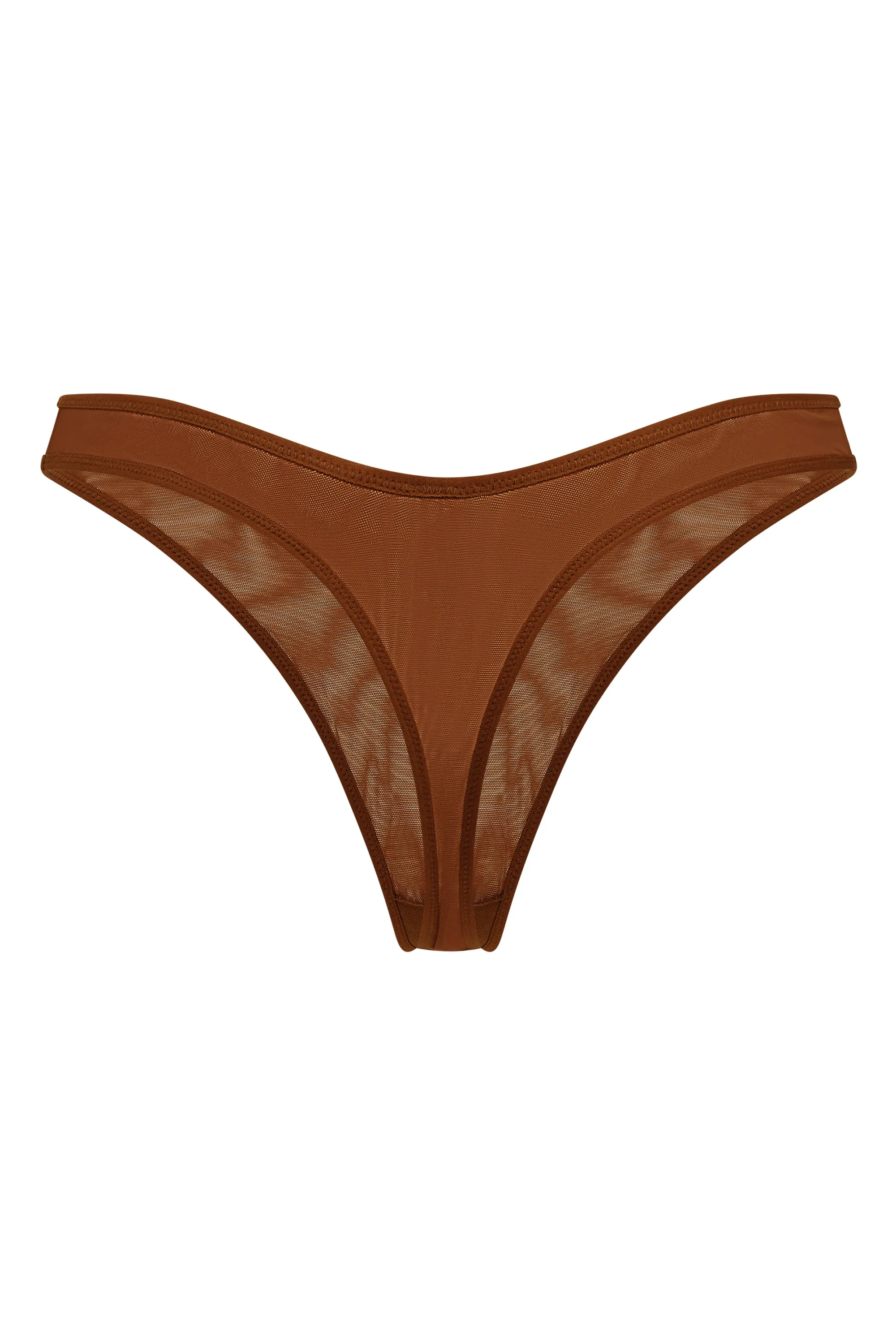 Soft Mesh Thong in Chestnut