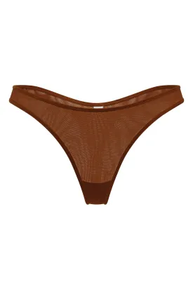 Soft Mesh Thong in Chestnut