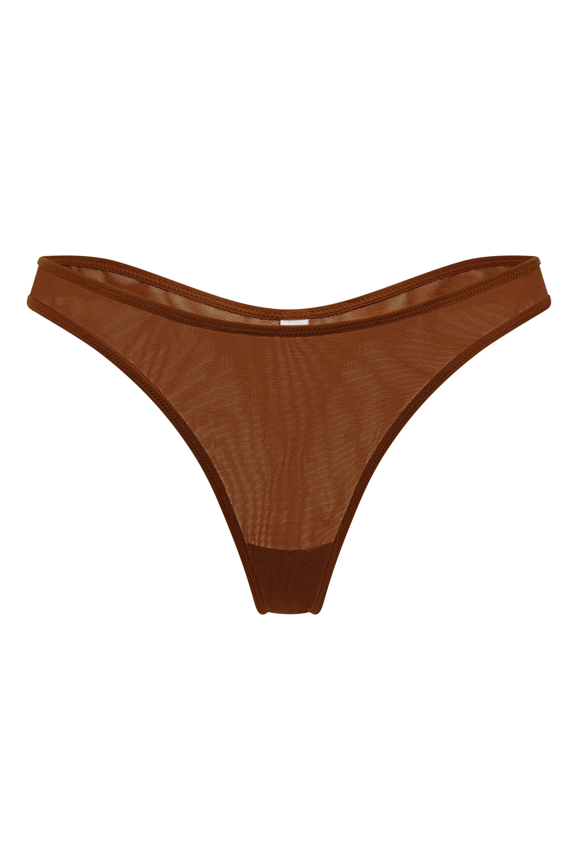 Soft Mesh Thong in Chestnut