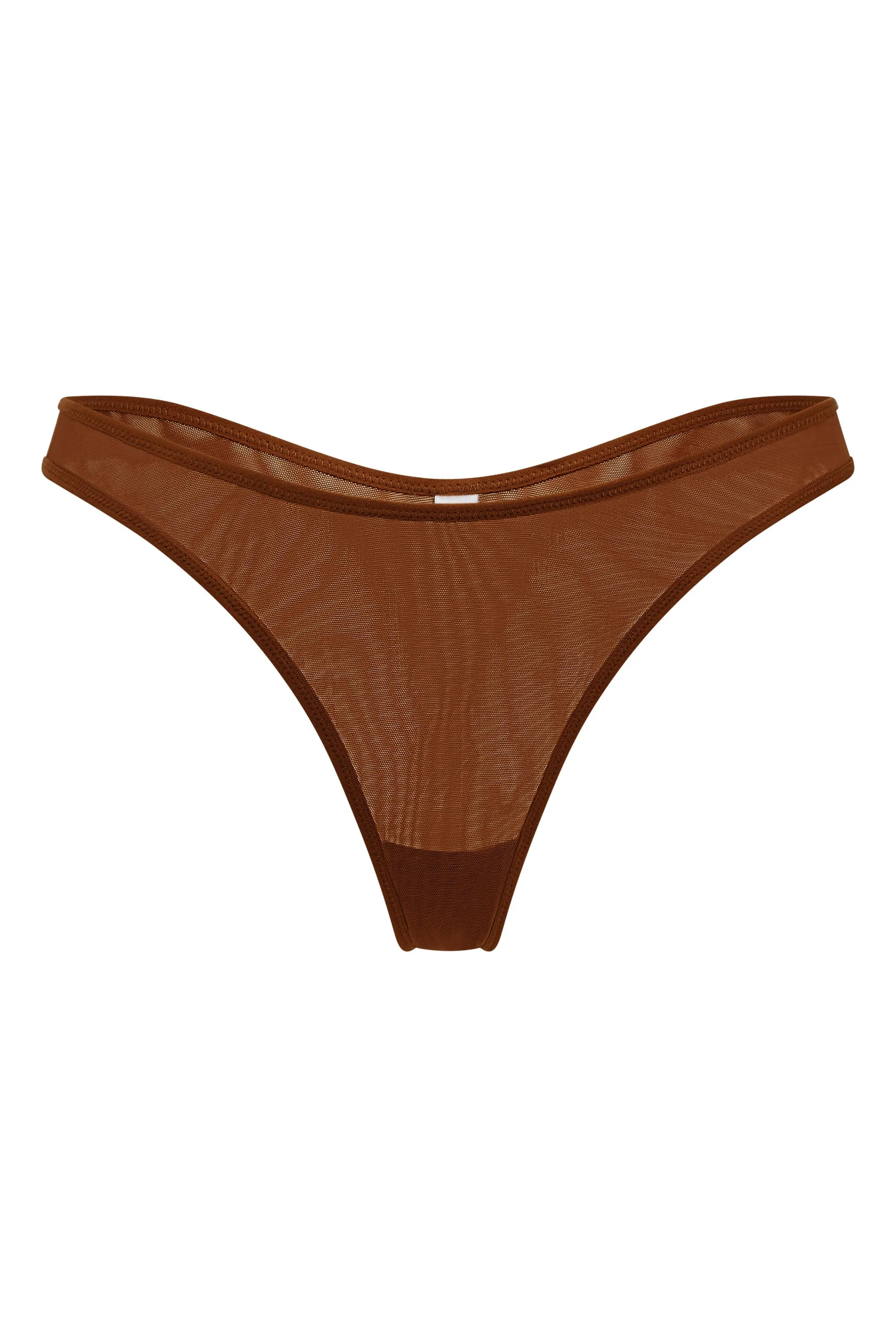 Soft Mesh Thong in Chestnut