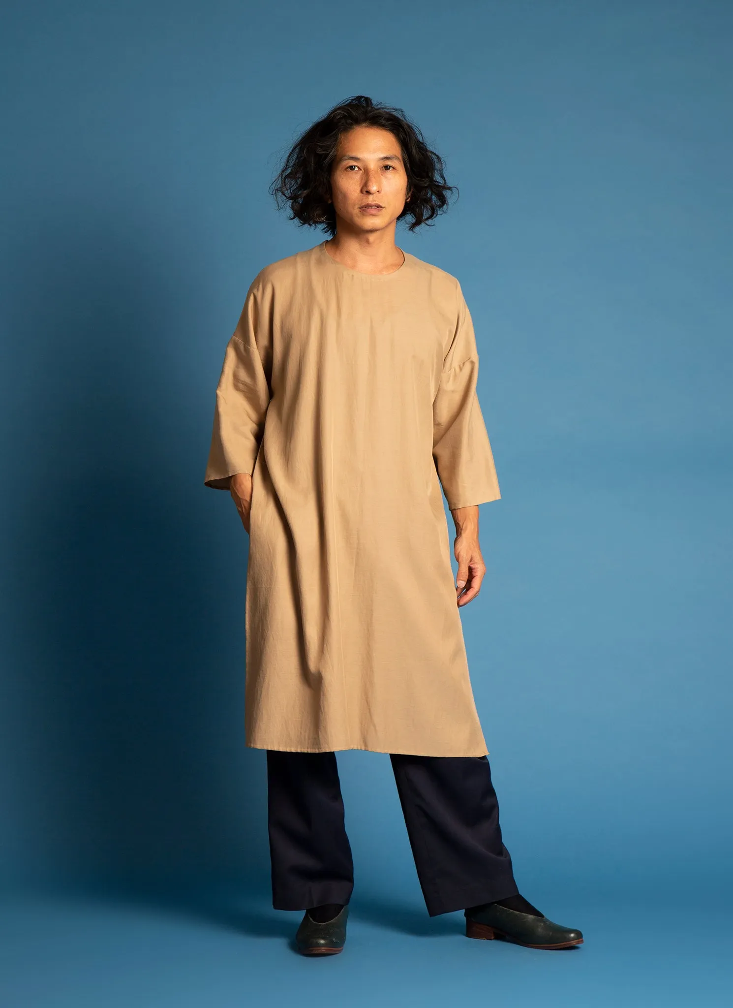 Spring Bud Unisex Dropped Shoulder Tunic in Golden Brown