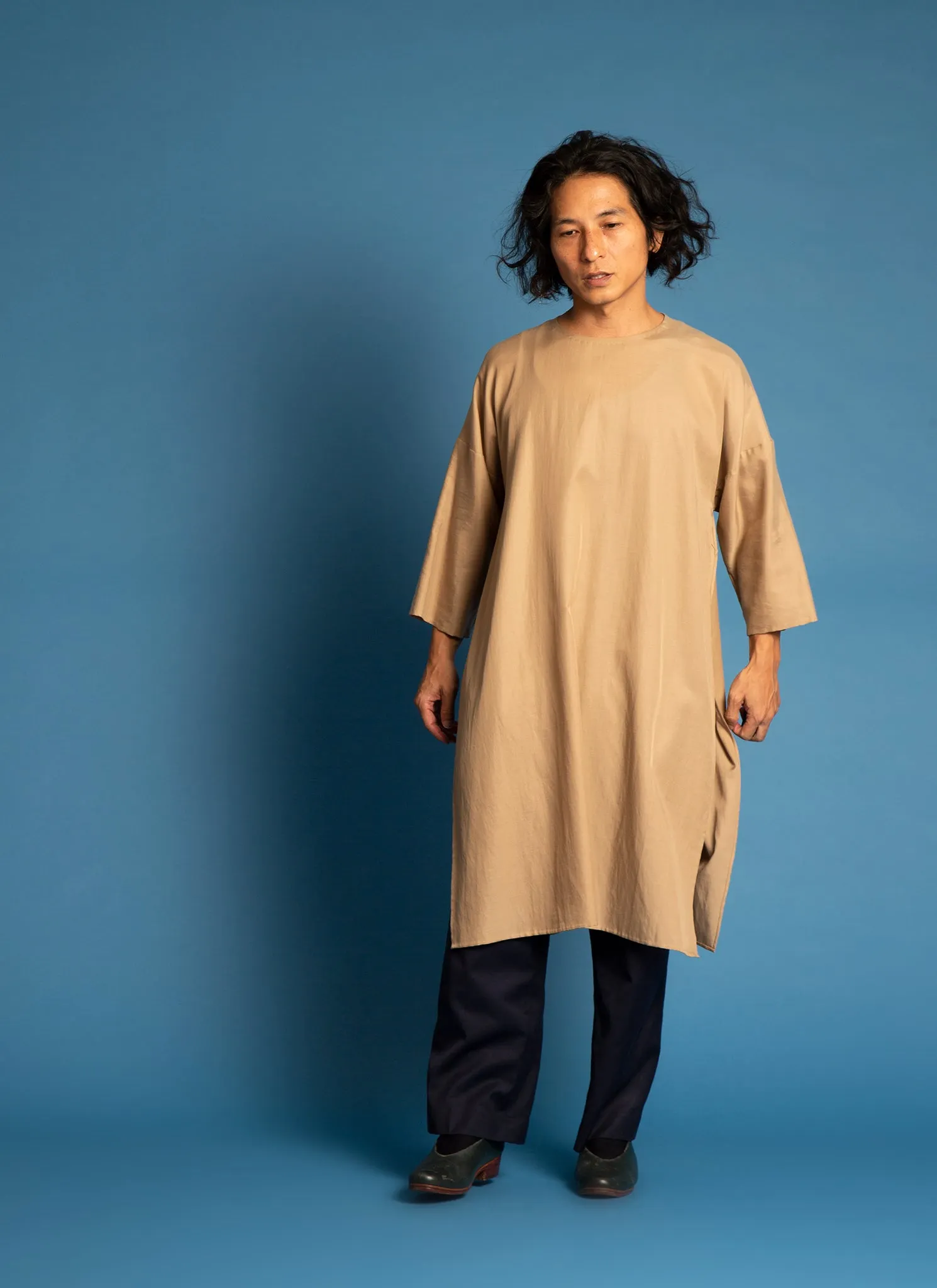 Spring Bud Unisex Dropped Shoulder Tunic in Golden Brown