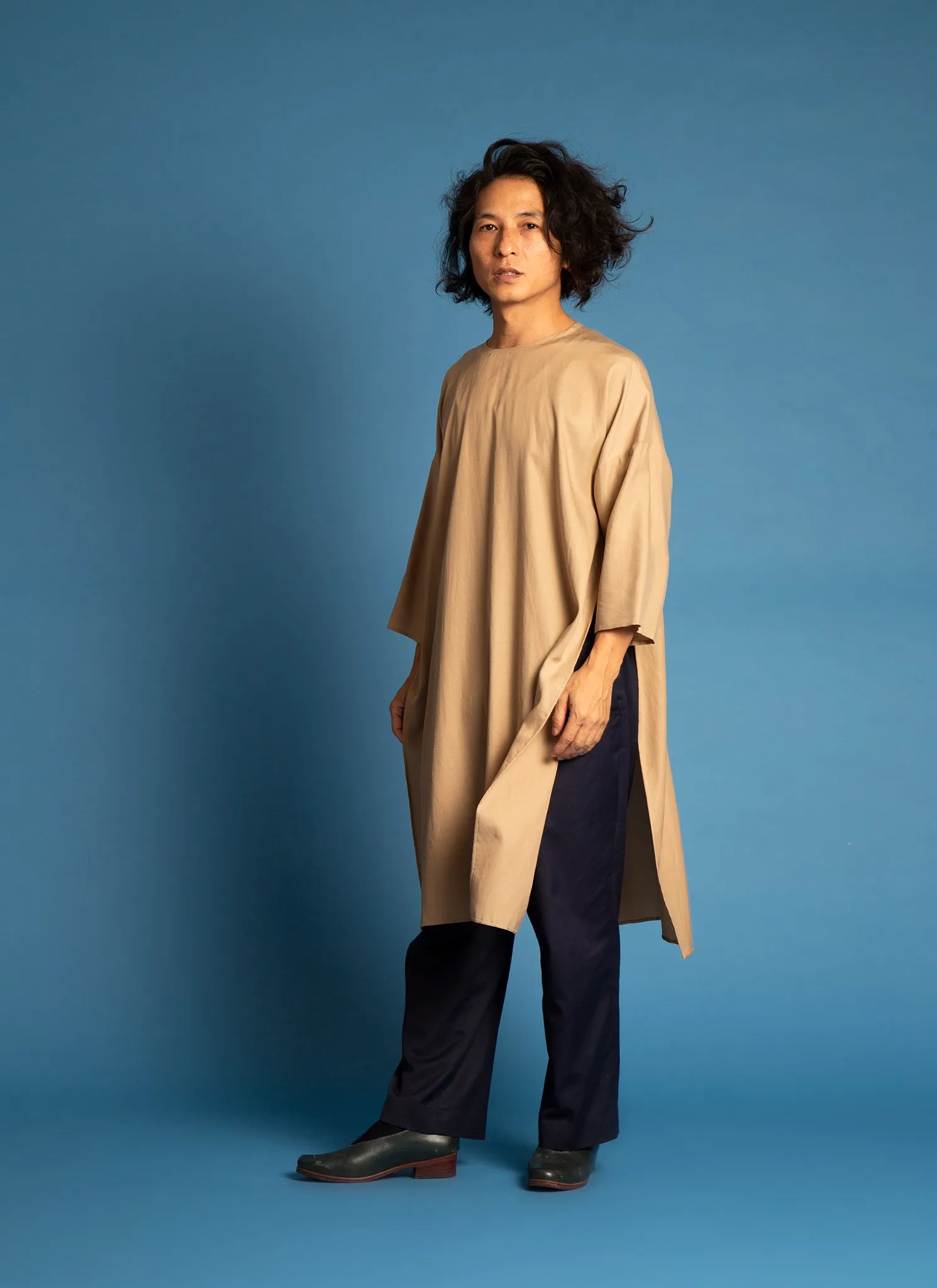 Spring Bud Unisex Dropped Shoulder Tunic in Golden Brown