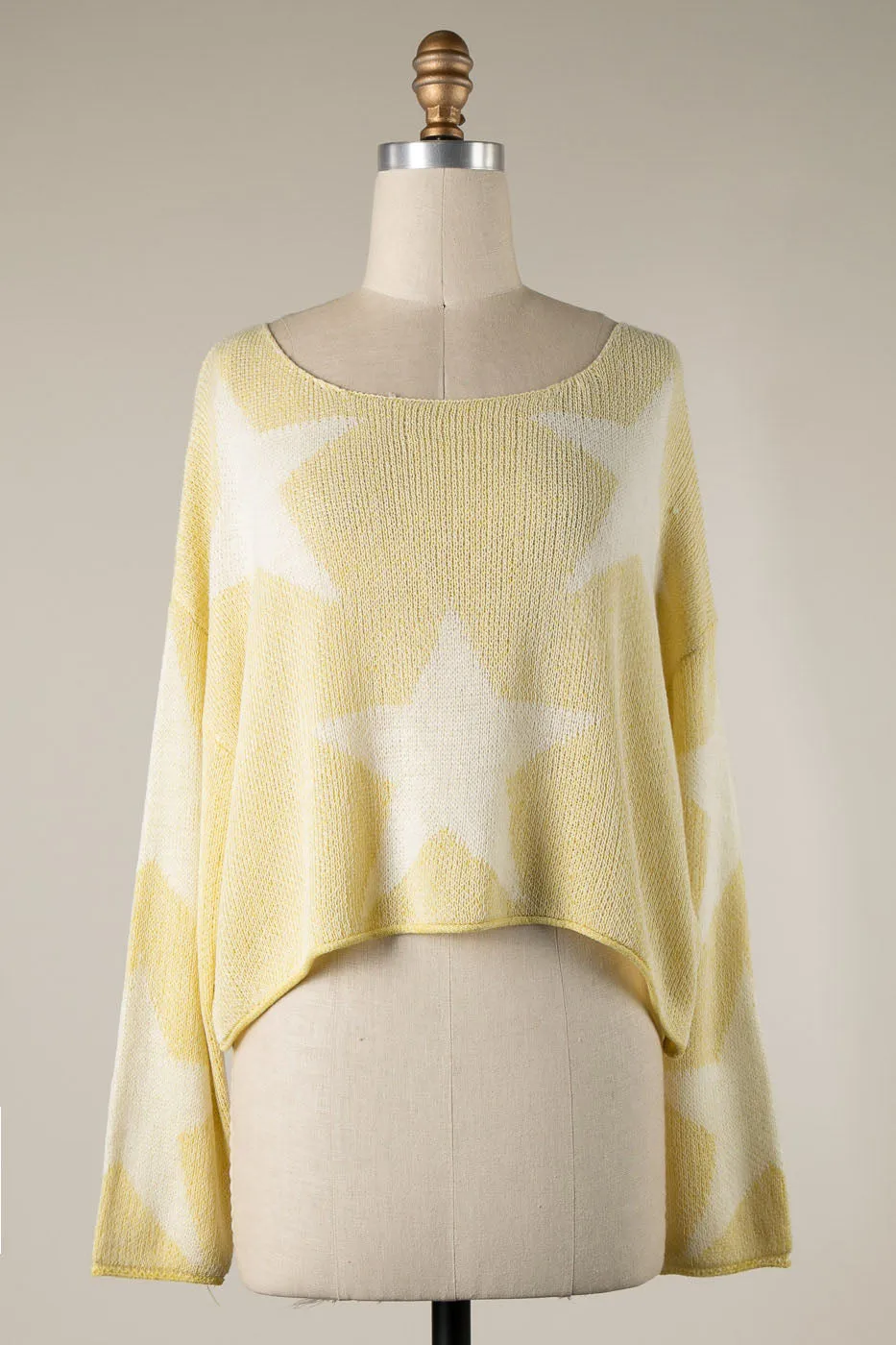 STAR PRINT LIGHTWEIGHT CABLE KNIT SWEATER 1 PACK