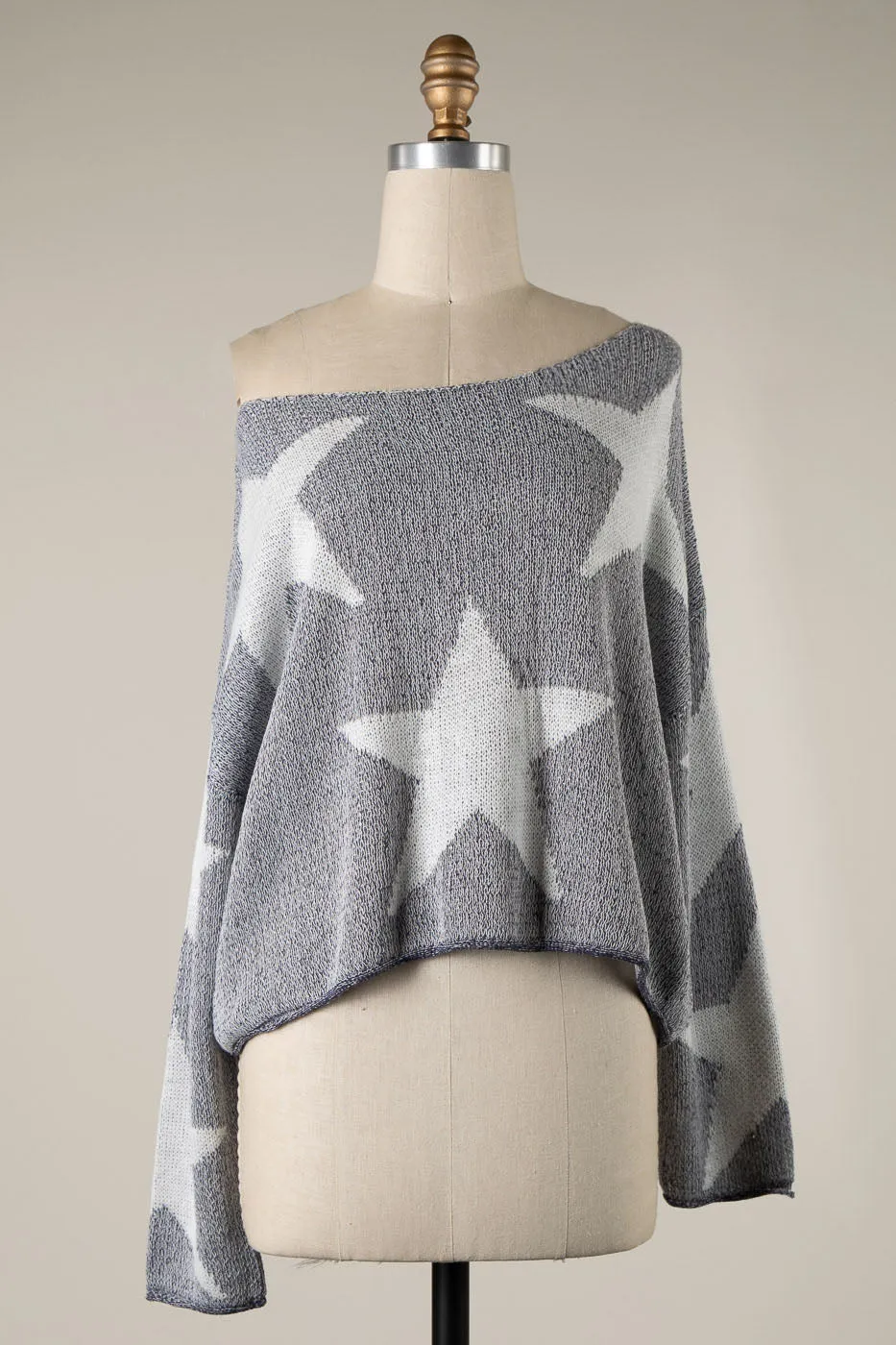 STAR PRINT LIGHTWEIGHT CABLE KNIT SWEATER 1 PACK