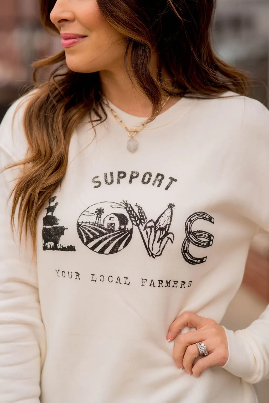 Support Your Local Farmers Love Graphic Crewneck