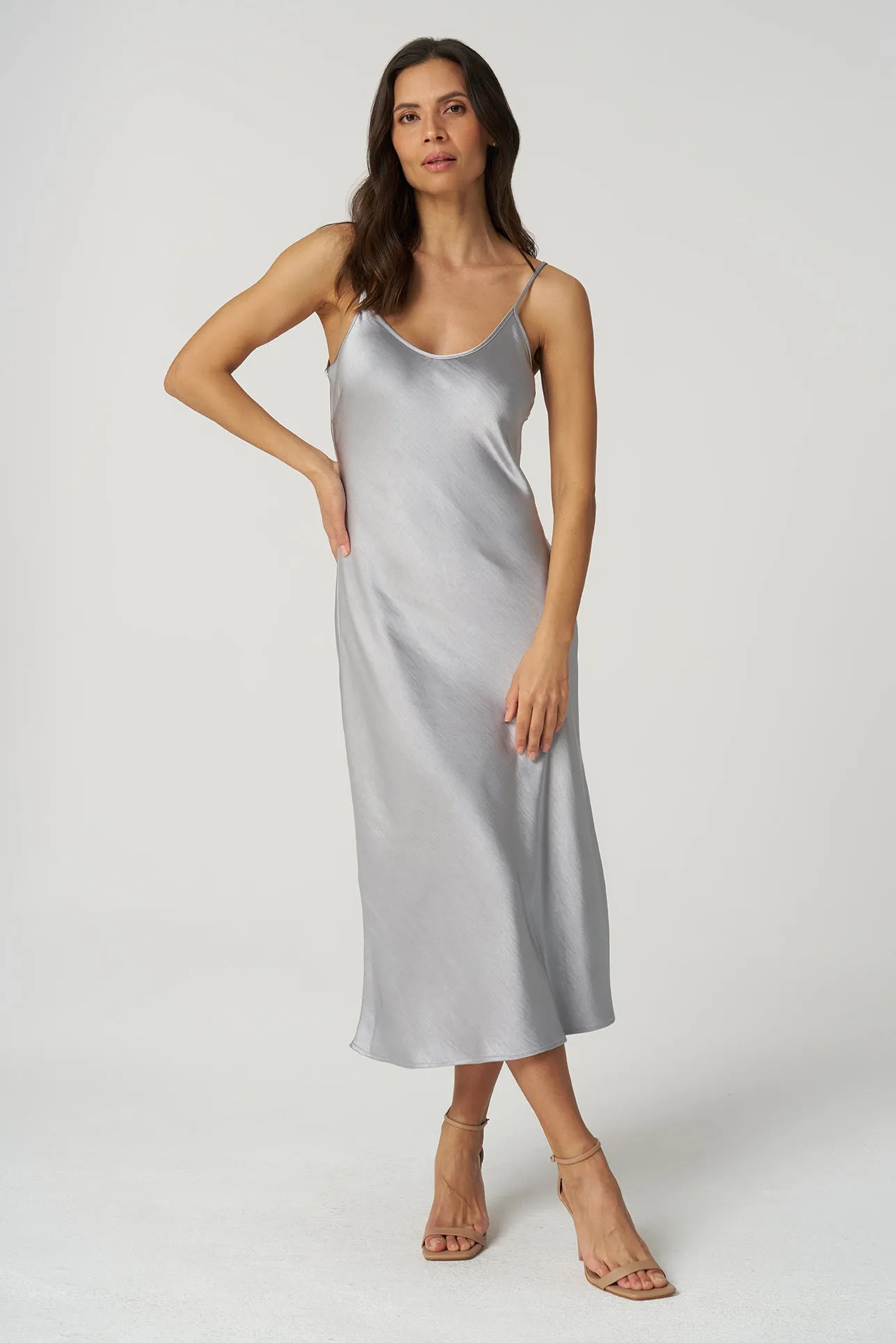 Textured Sateen Slip Dress