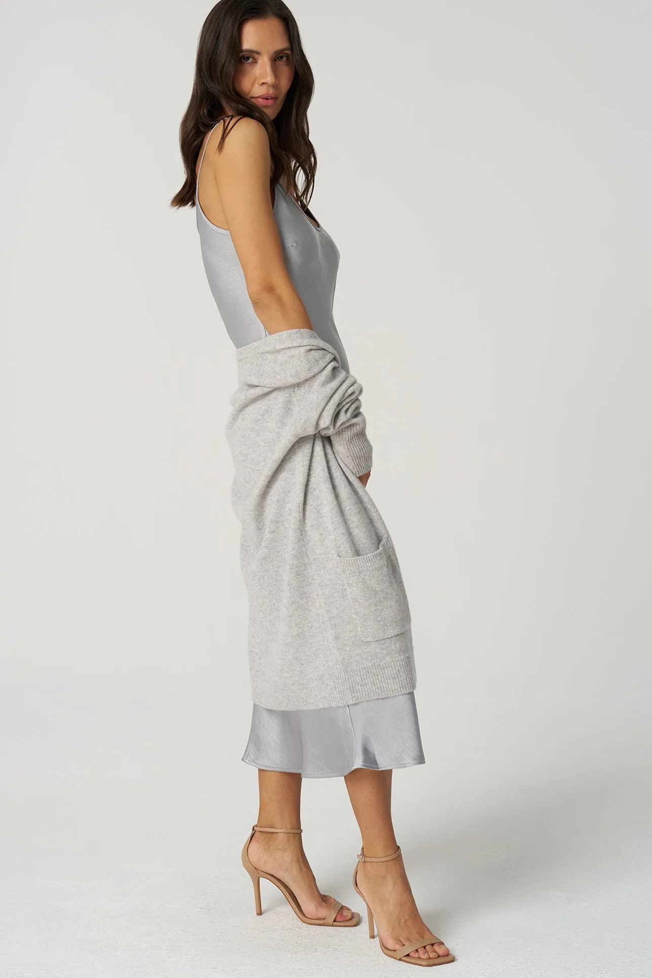 Textured Sateen Slip Dress