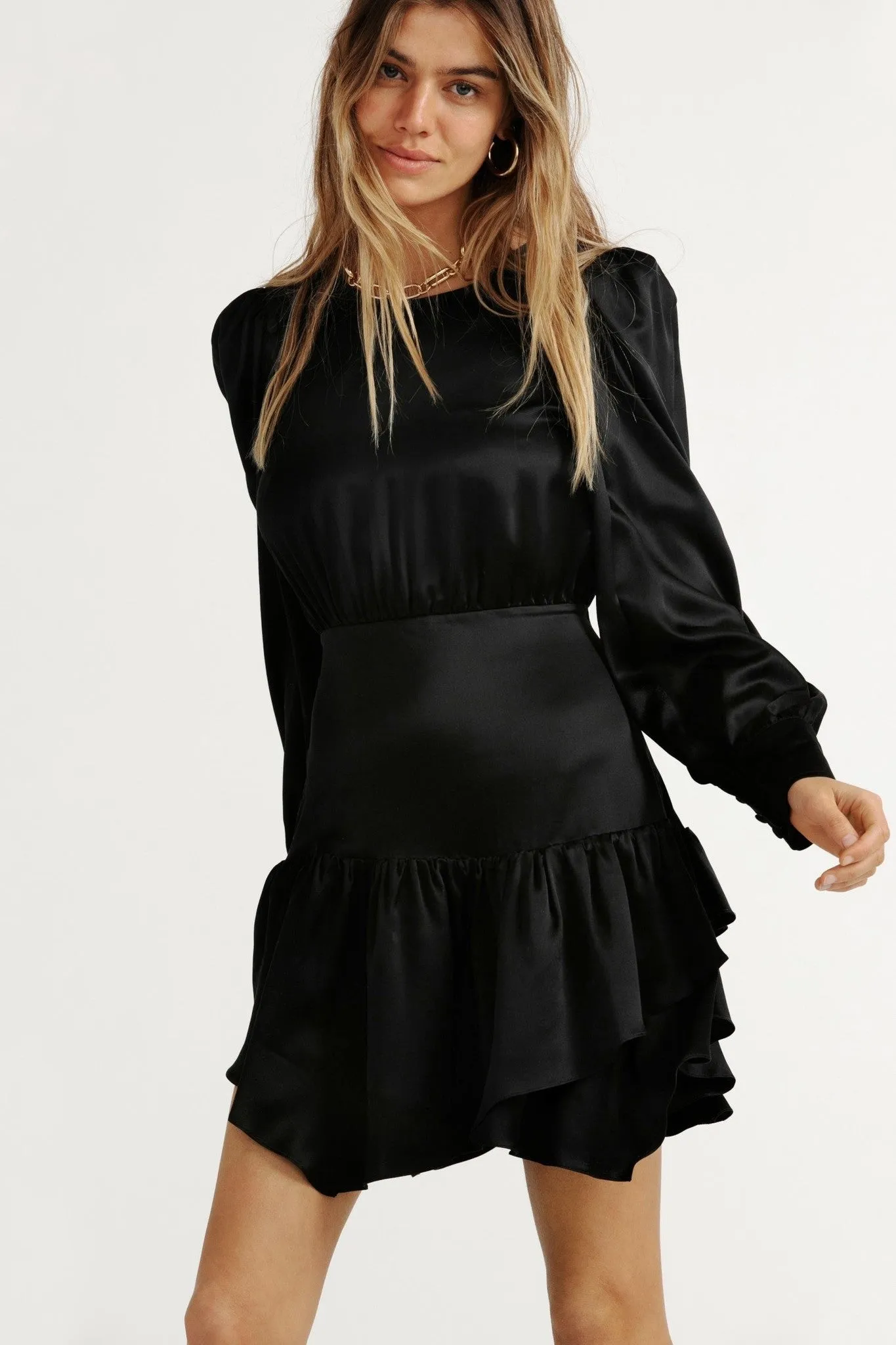 Teyana Silk Mini Dress - Black