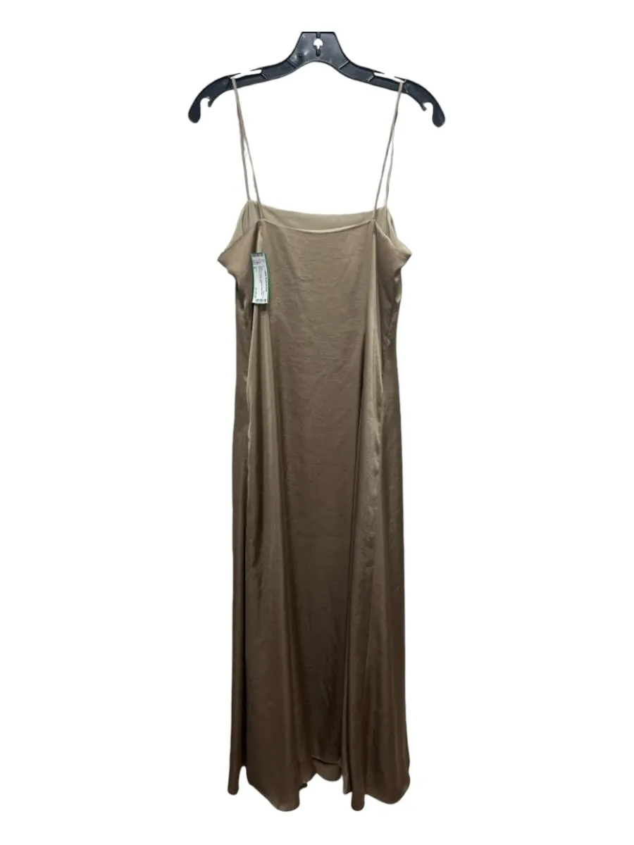 Theory Size 8 Beige Polyester Spaghetti Strap Maxi Slip Dress Dress