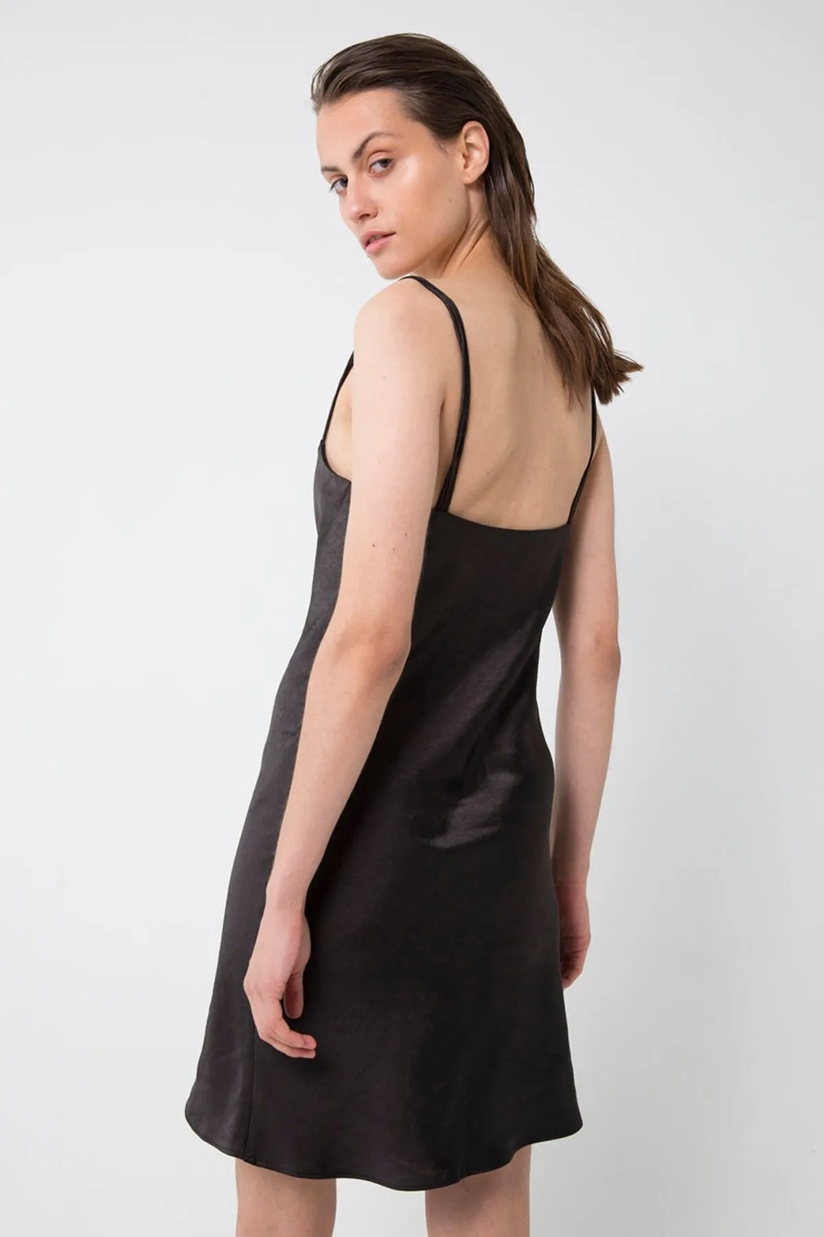 Third Form 90'S BIAS MINI SLIP DRESS BLACK