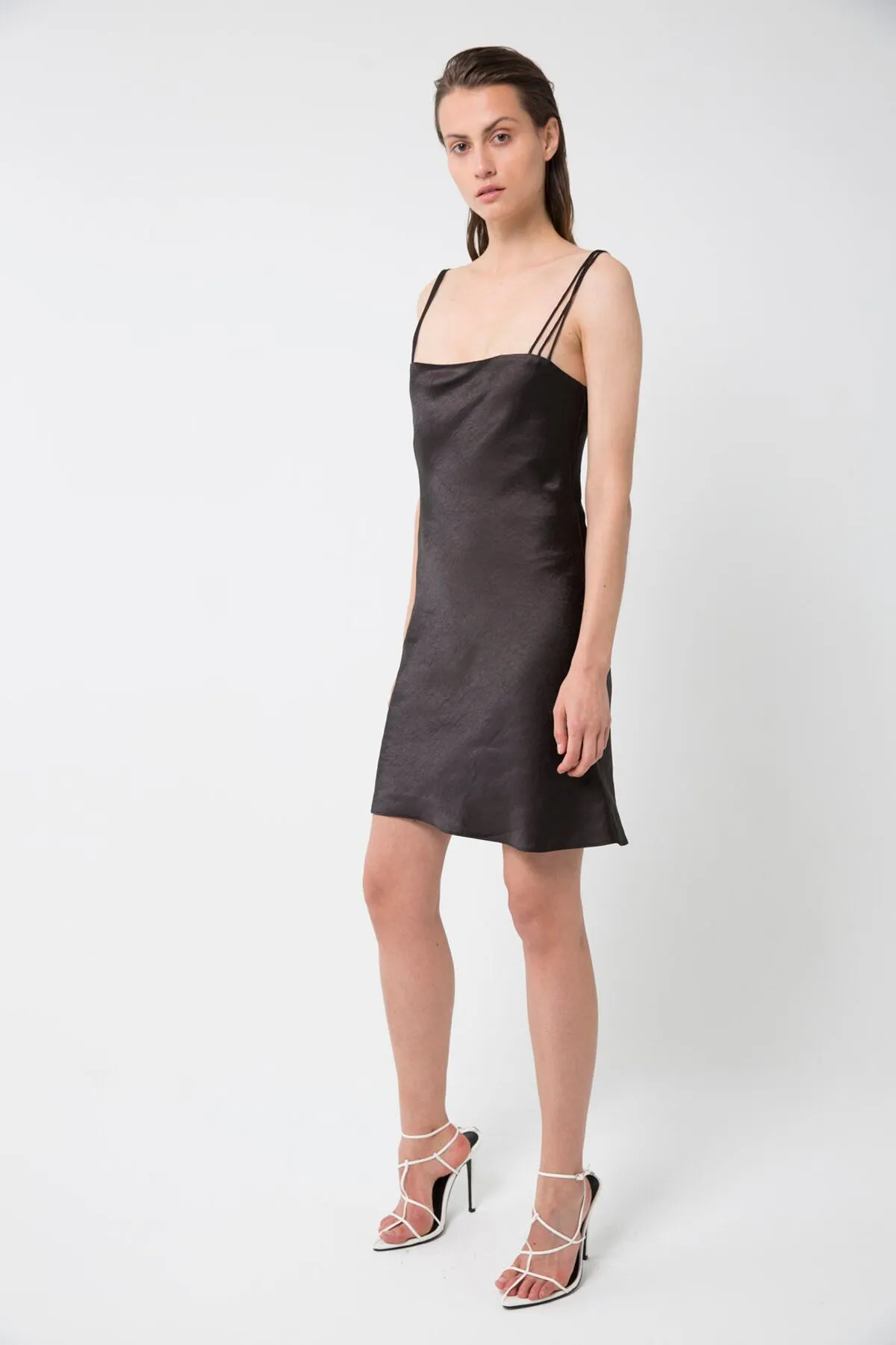 Third Form 90'S BIAS MINI SLIP DRESS BLACK