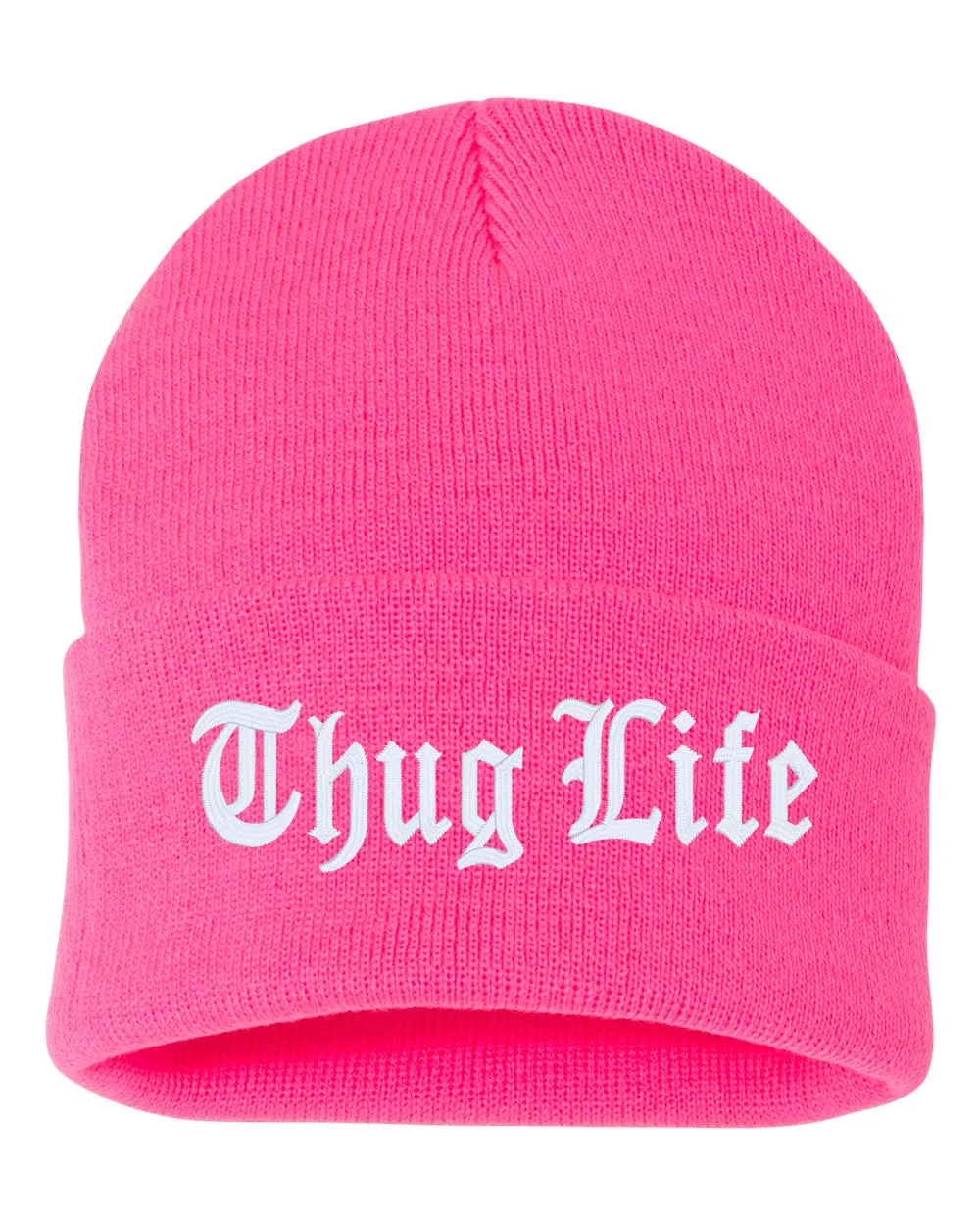 Thug Life Embroidered Cuffed Beanie Hat