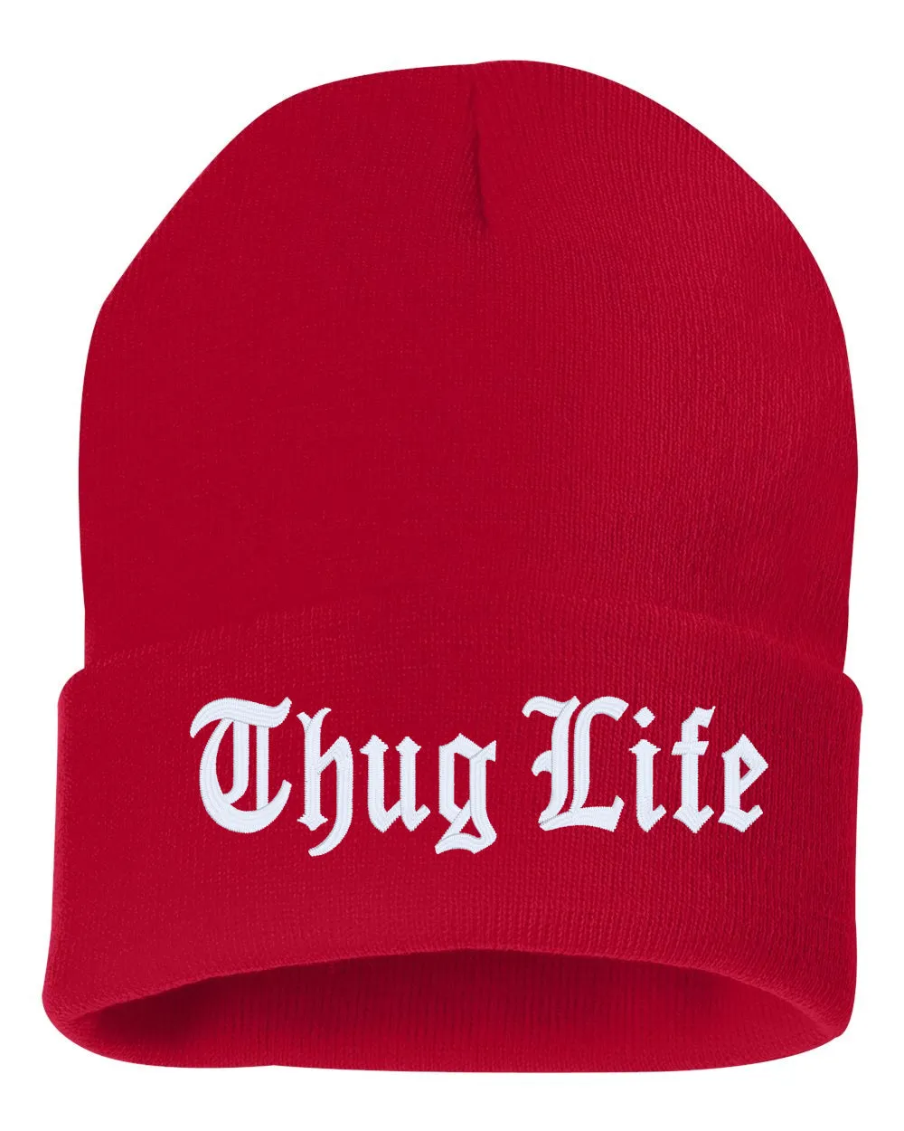 Thug Life Embroidered Cuffed Beanie Hat