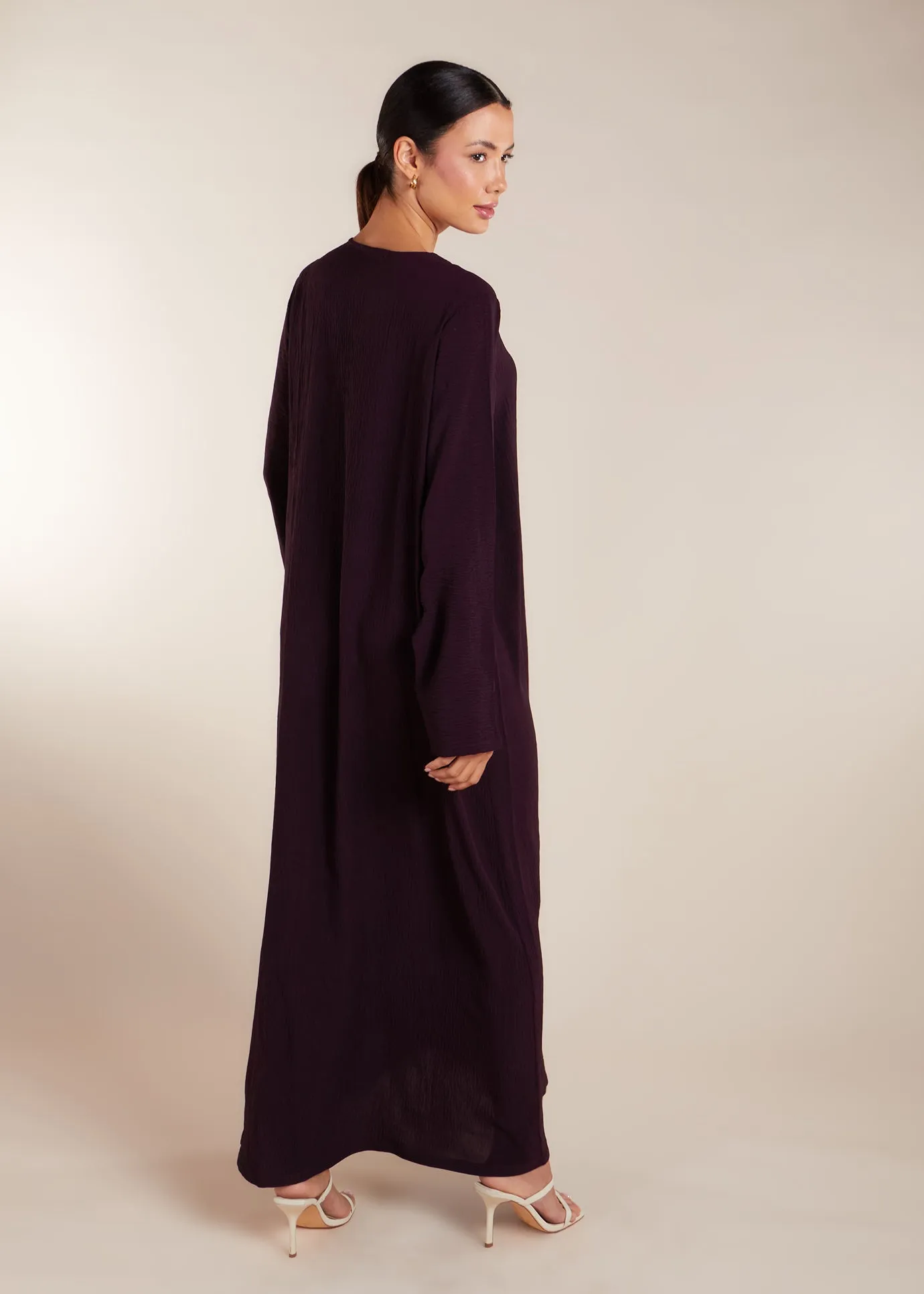 Two Piece Open Abaya with Slip Taupe