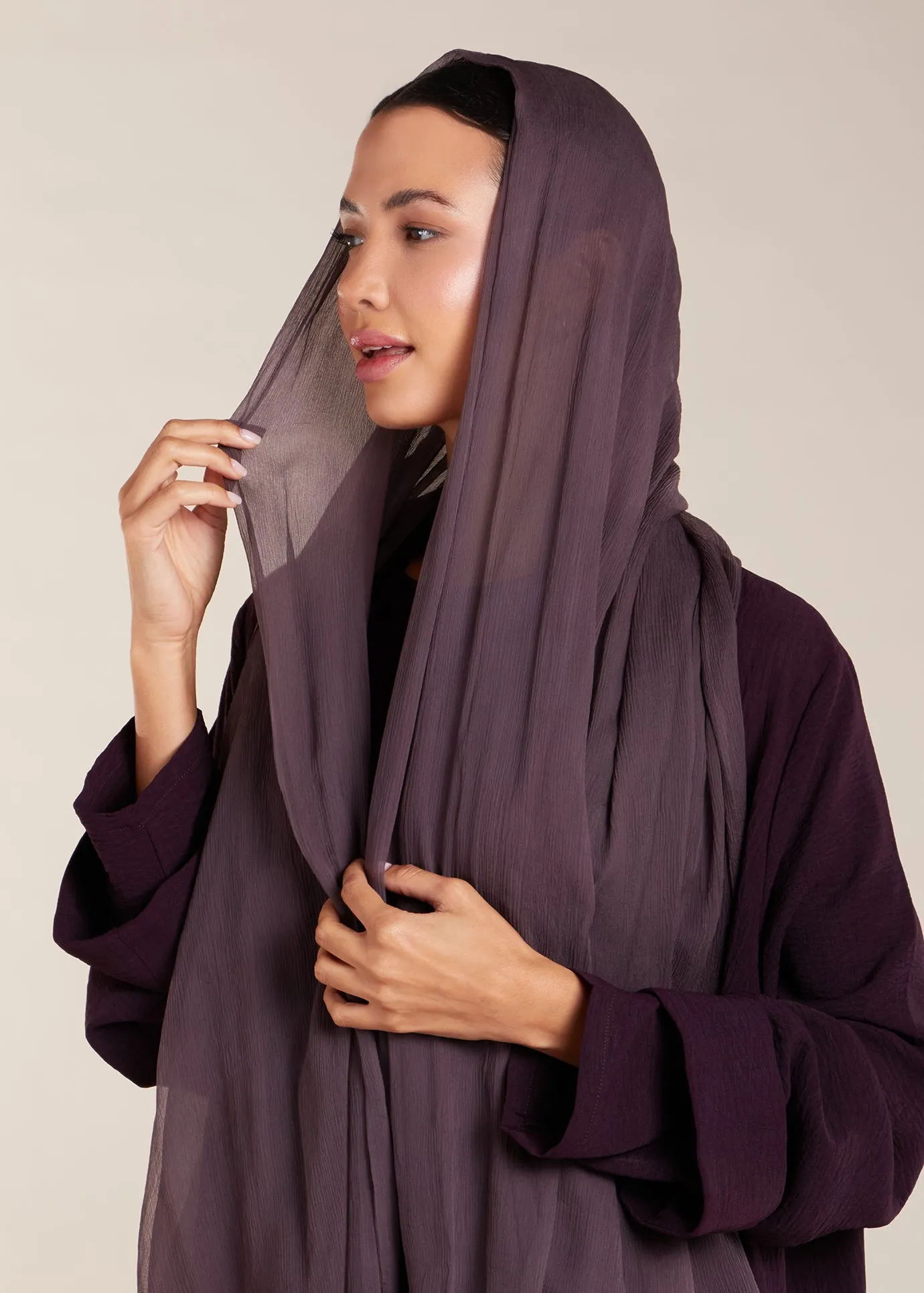 Two Piece Open Abaya with Slip Taupe