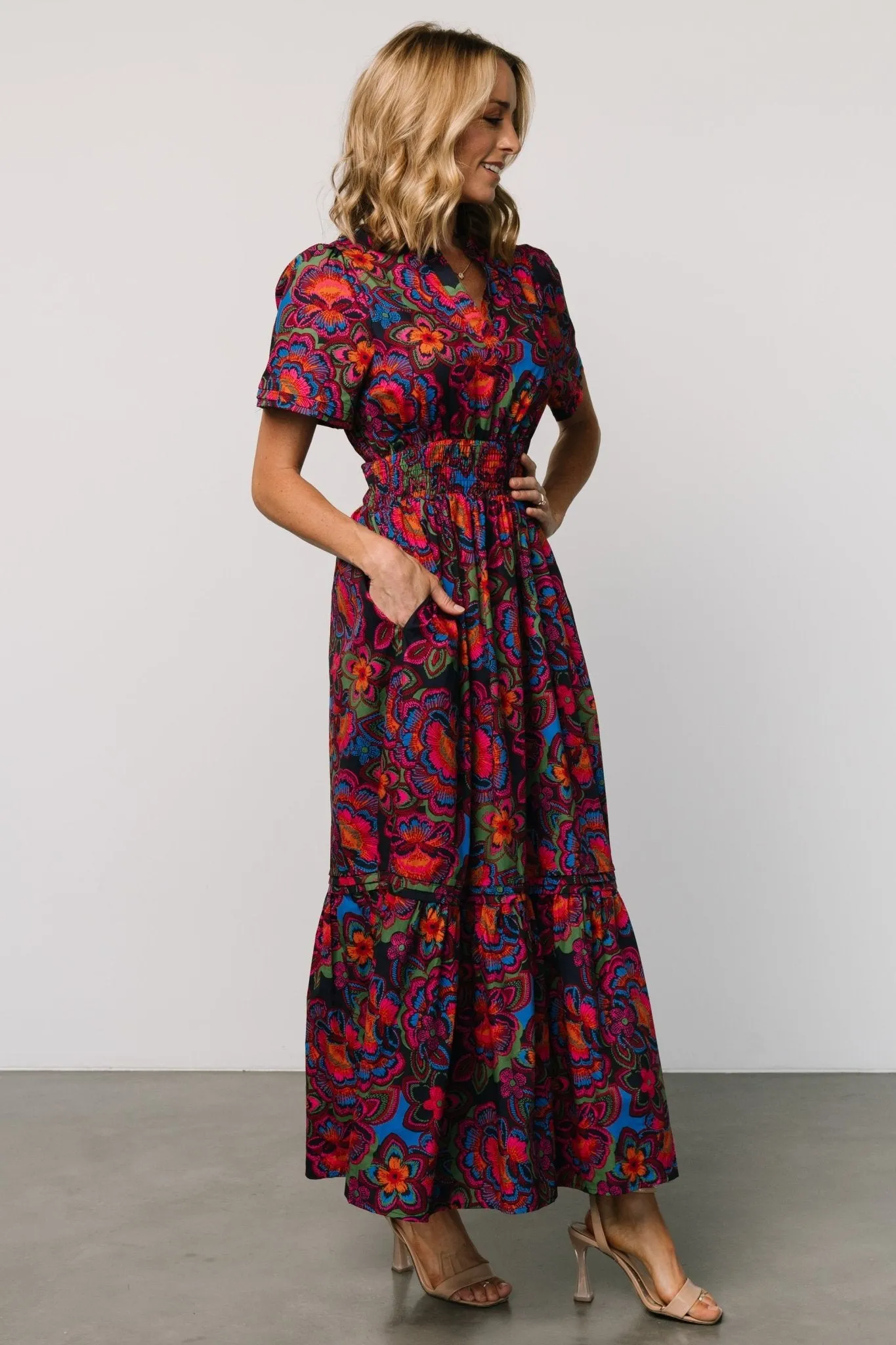 Vera Maxi Dress | Midnight Fuchsia Print