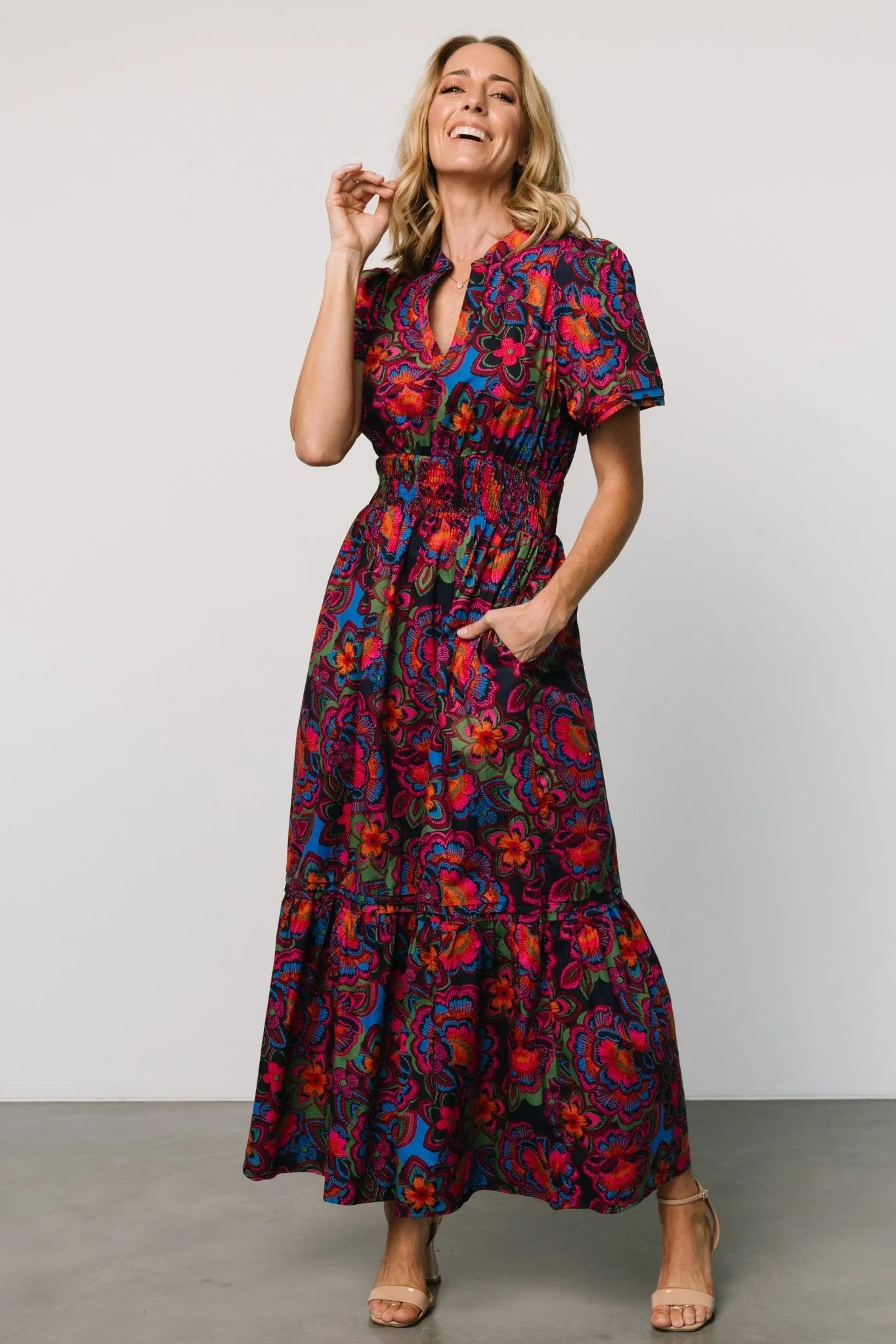 Vera Maxi Dress | Midnight Fuchsia Print