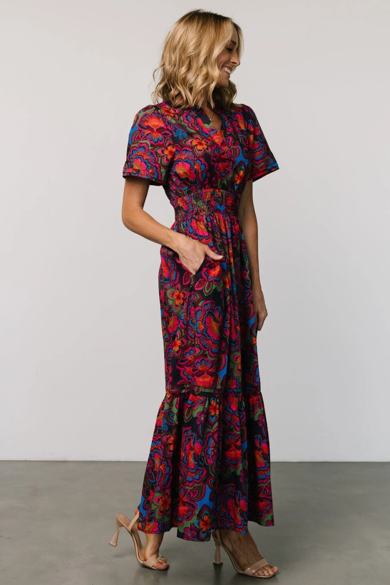 Vera Maxi Dress | Midnight Fuchsia Print