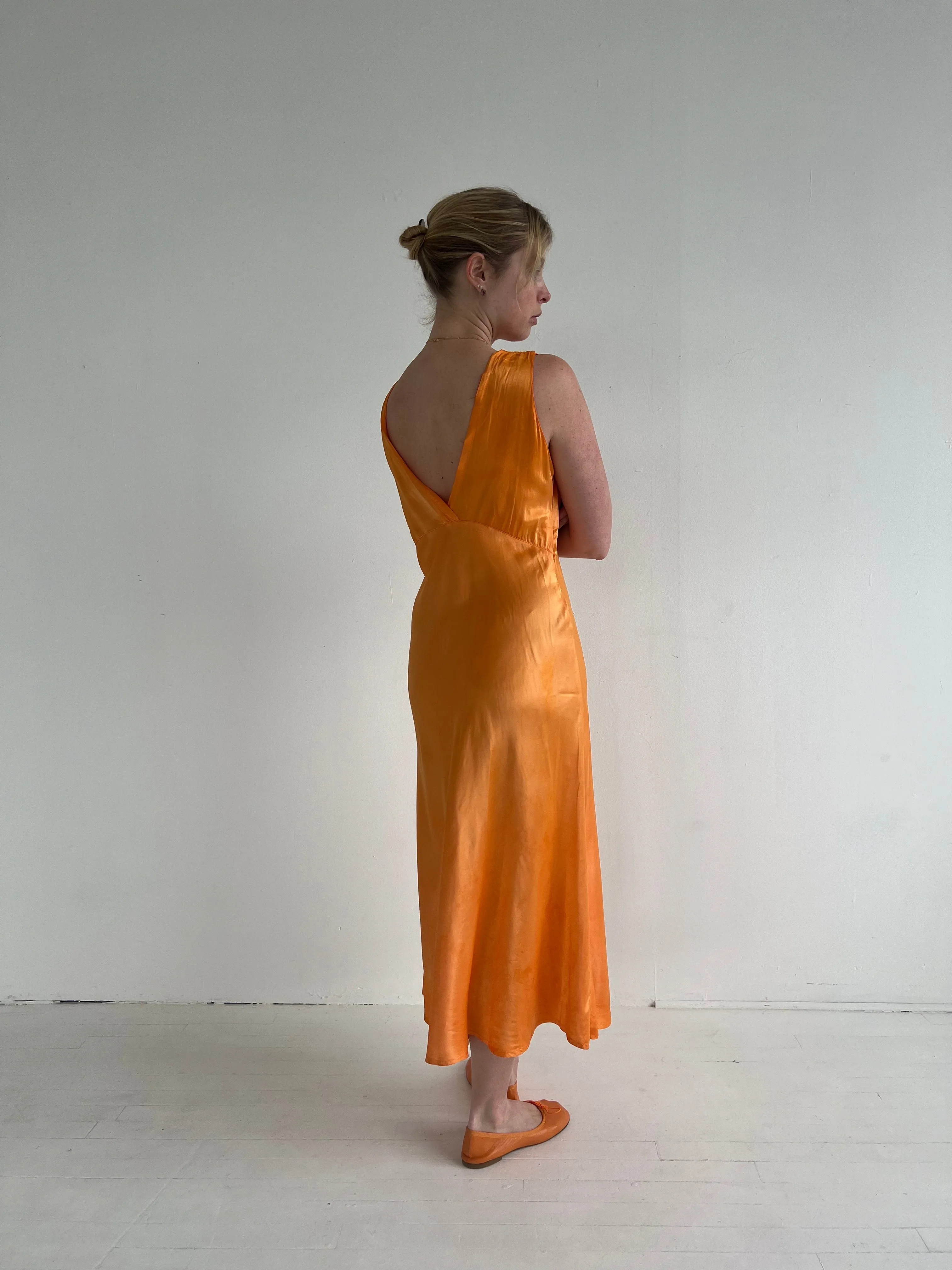 Vintage Long Orange Slip Dress